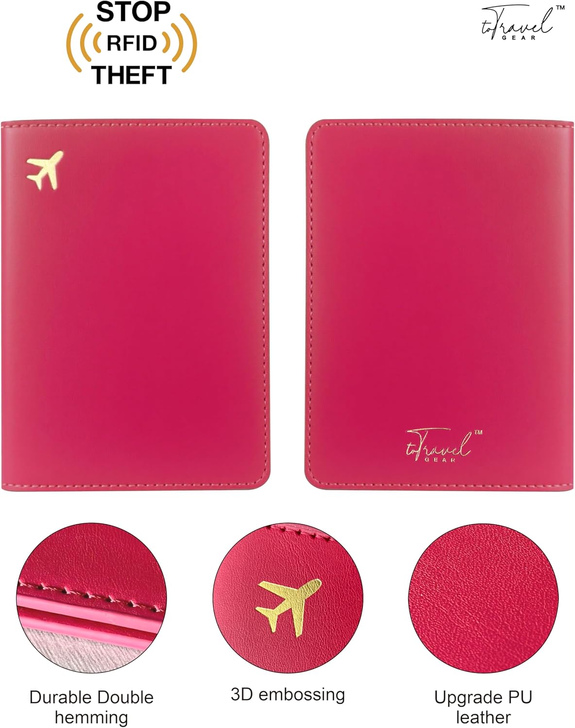 PU Leather Passport Holder Covers Case, Waterproof Rfid Blocking Travel Wallet Passport