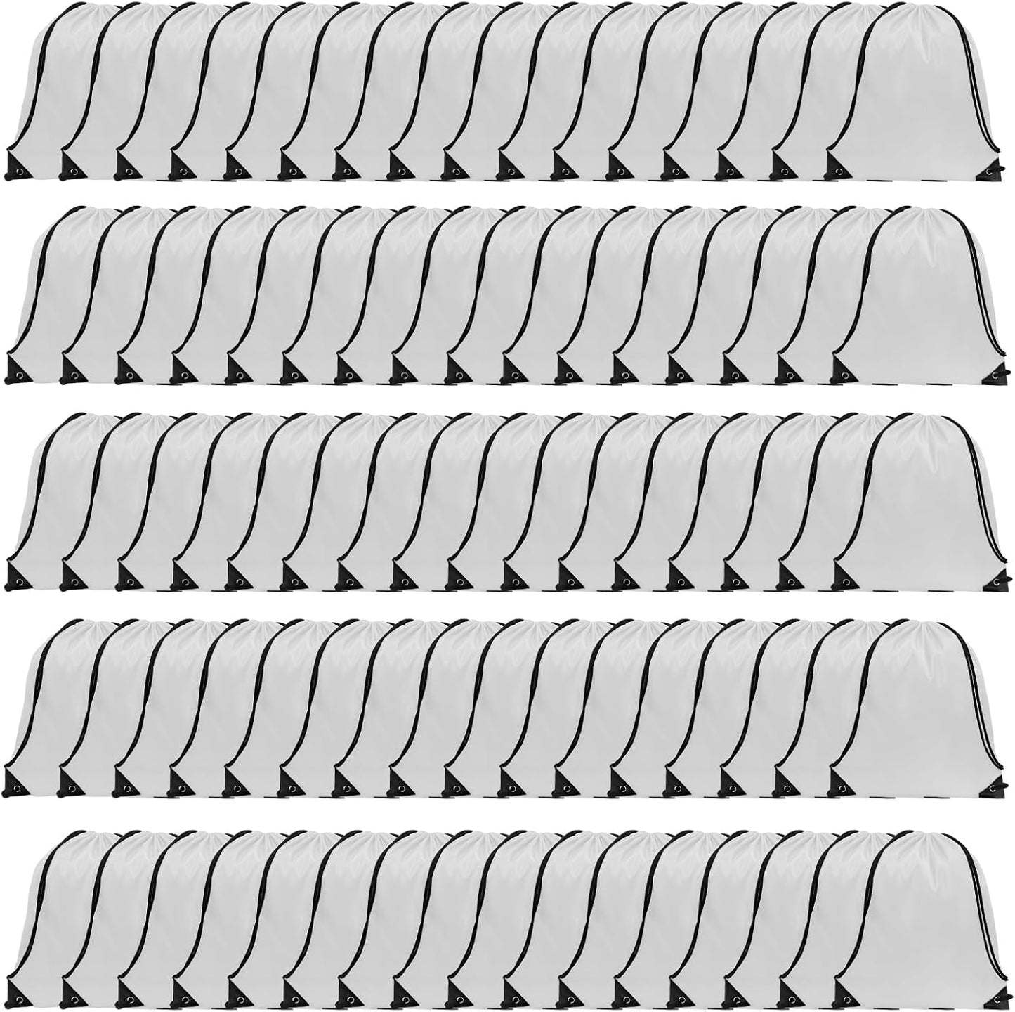 GoodToU Drawstring Bags - Nylon Gym & Travel Drawstring Backpack (White, 80Pcs)