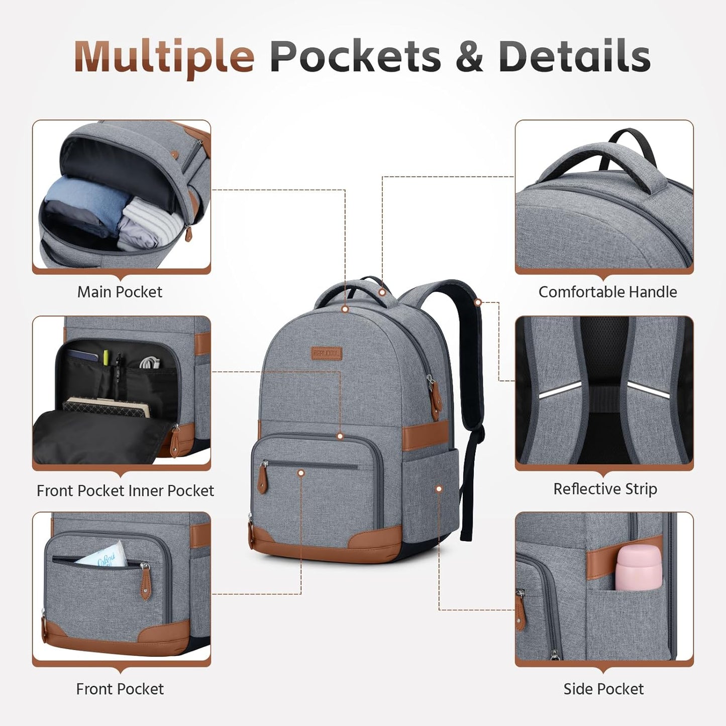 RealCool Laptop Backpack, 31L Travel Backpacks for Women Men, Fits up to 15.6-17 Inch,Water