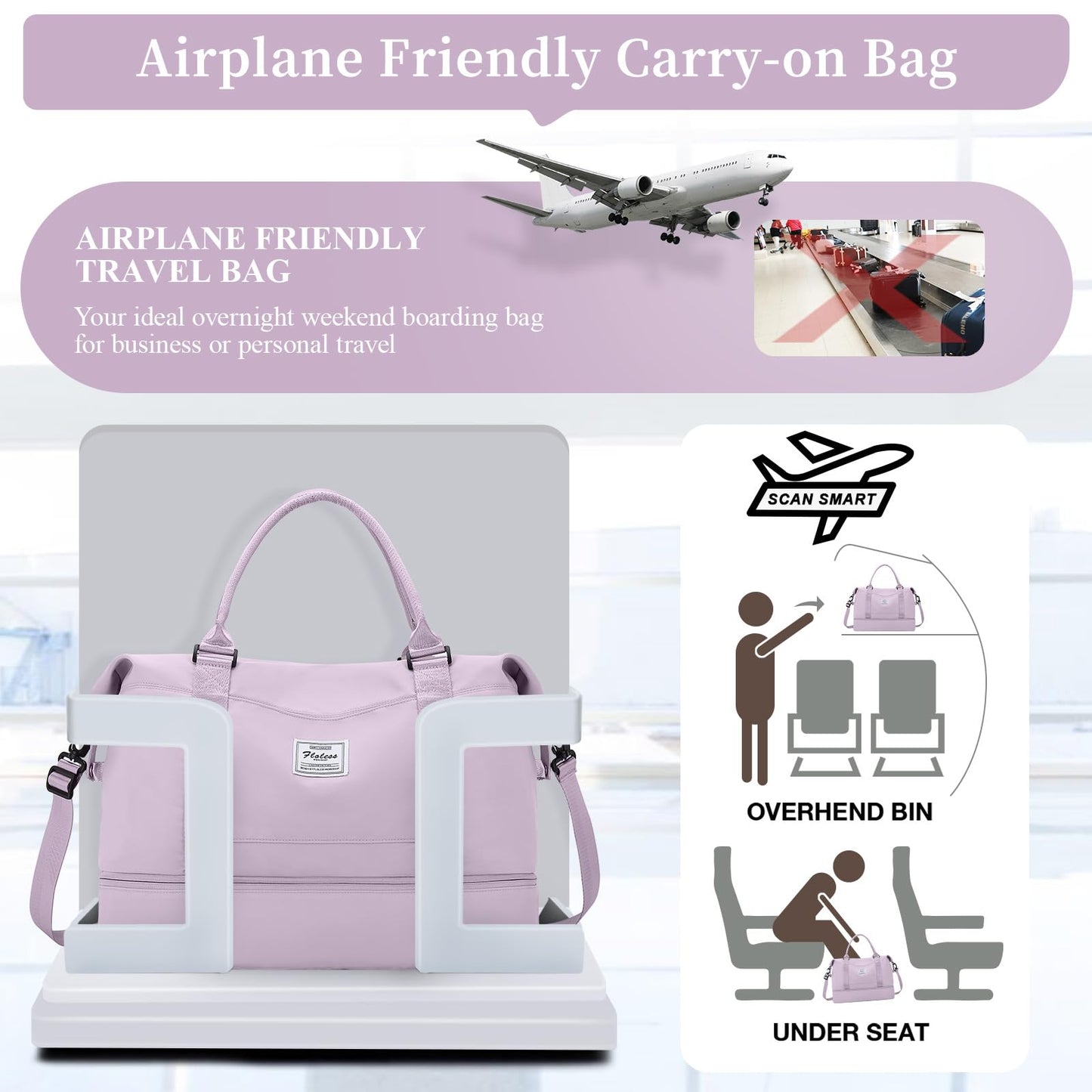 Weekender Bags for Women, Personal Item Travel Bag with Shoes Compartment