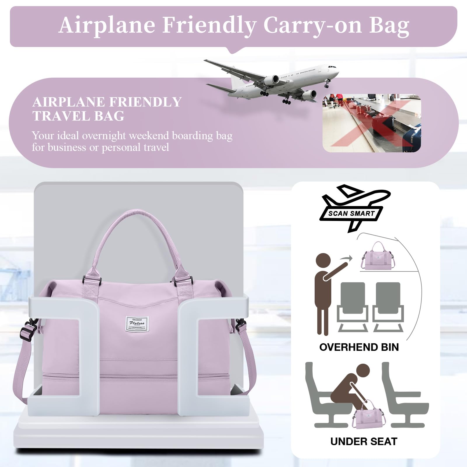 Weekender Bags for Women, Personal Item Travel Bag with Shoes Compartment