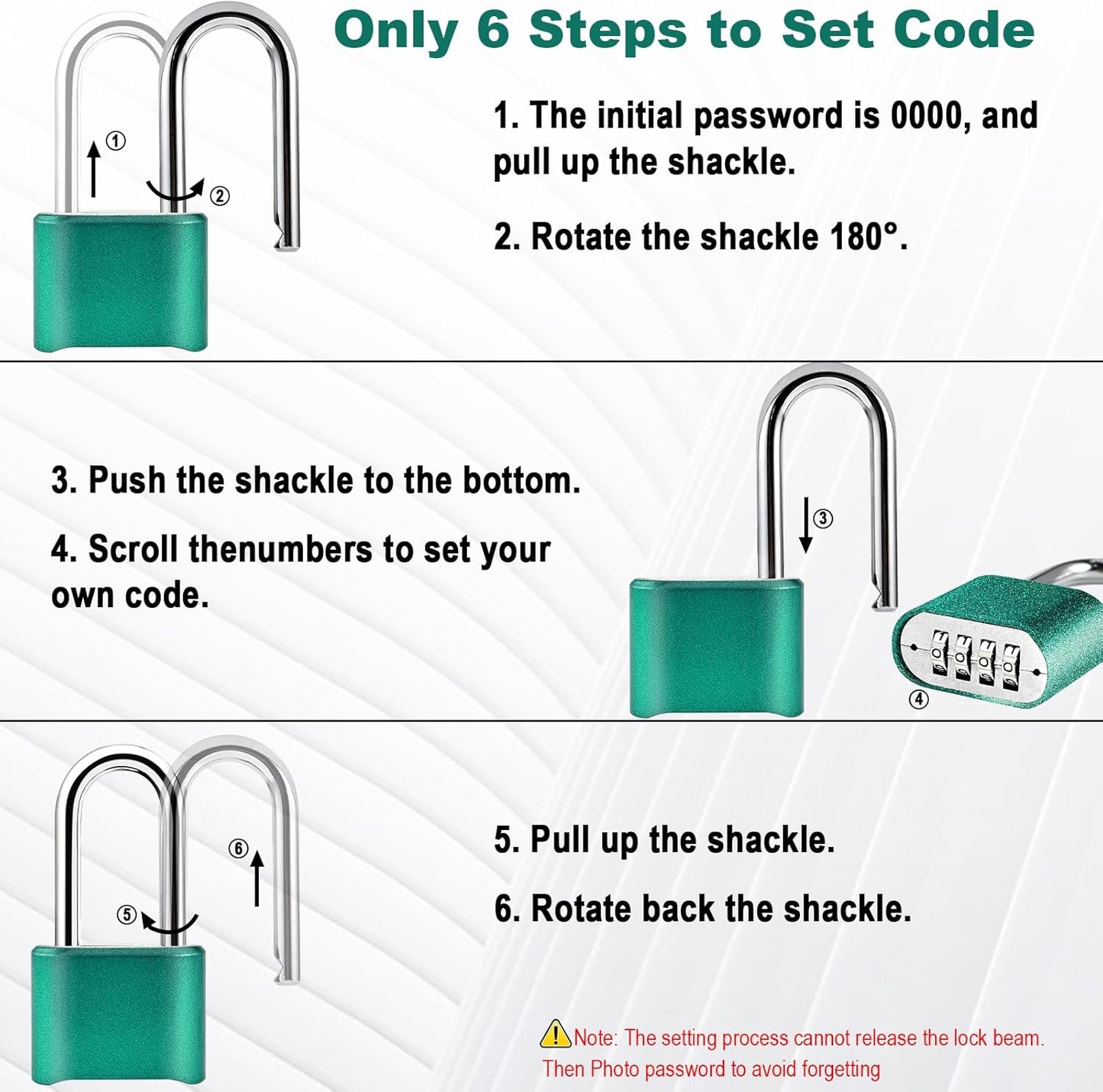 2pcs Combination Lock, 4-Digit Heavy Duty Combo Lock, Combination Padlock Outdoor Waterproof Gate