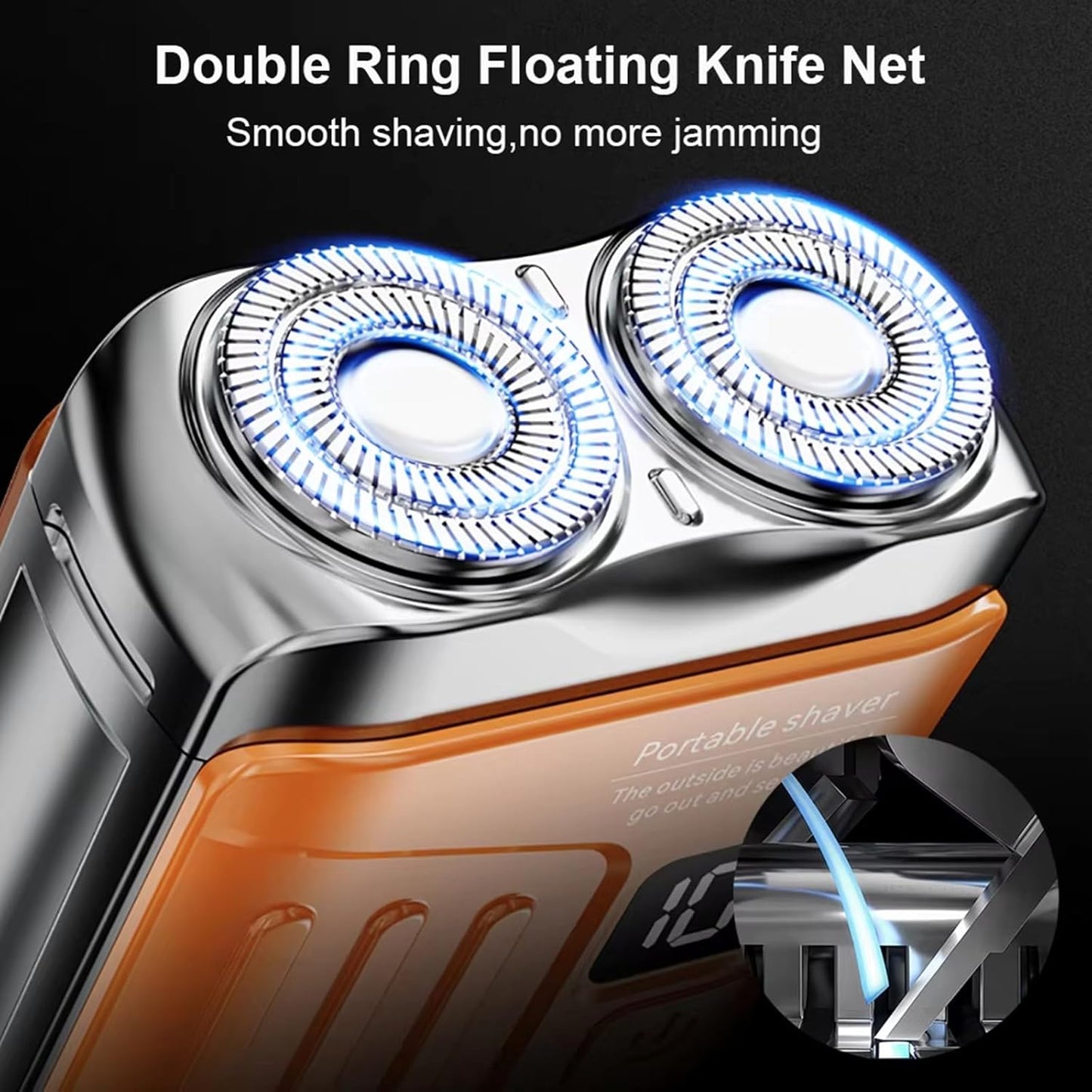 Portable Electric Shaver - LED Display Dual-Head Pocket Shaver, Mini USB Rechargeable Travel Razor, One-Button Operation, Long-Lasting Battery, for Home & Travel (Yellow)