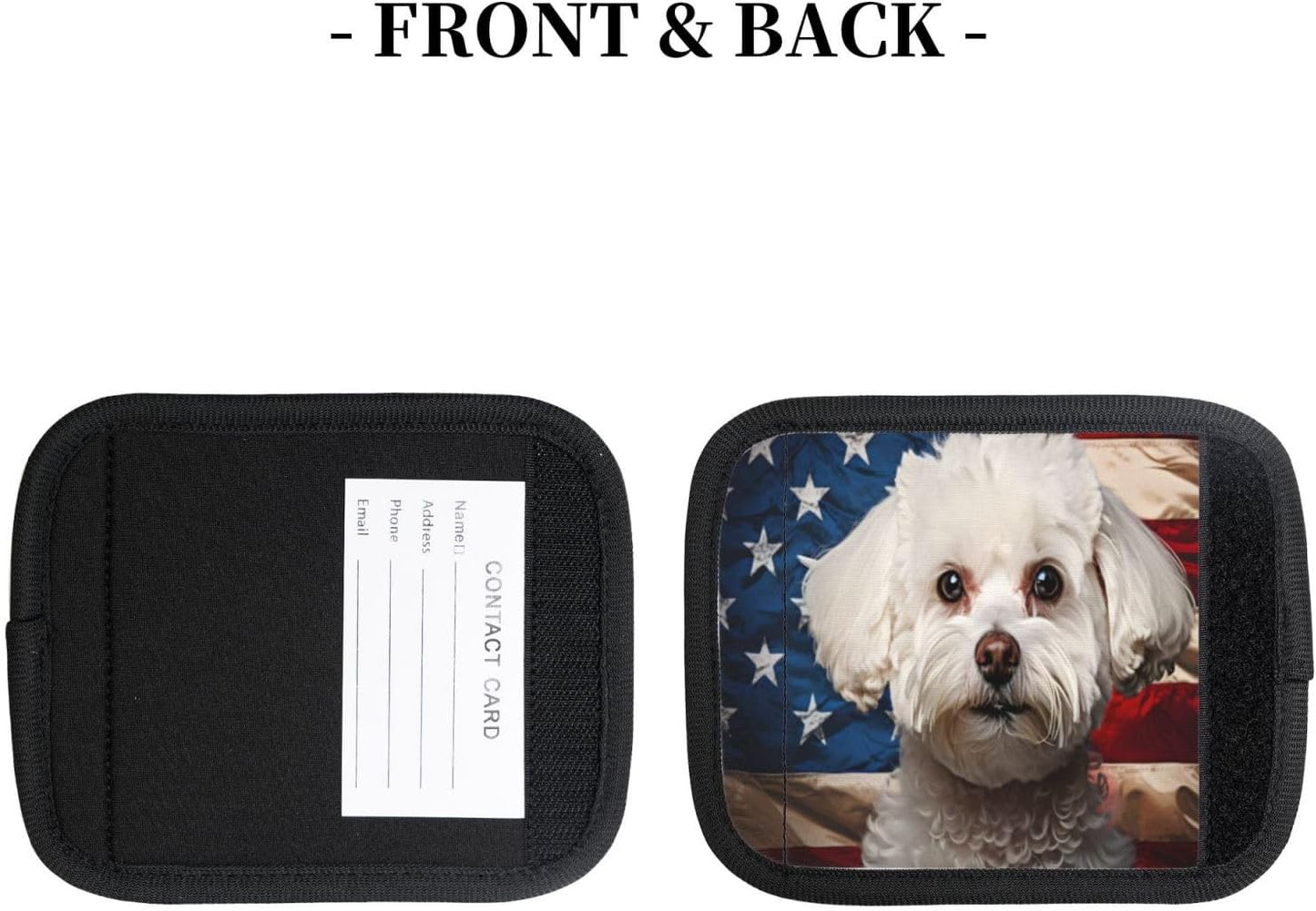 Luggage Handle Wraps Cute Dog Animal Usa Flag Luggage Identifiers Soft Neoprene Luggage Handle Wraps For Suitcase Trolley Handle Grip Cover 2 Pack Luggage Tags