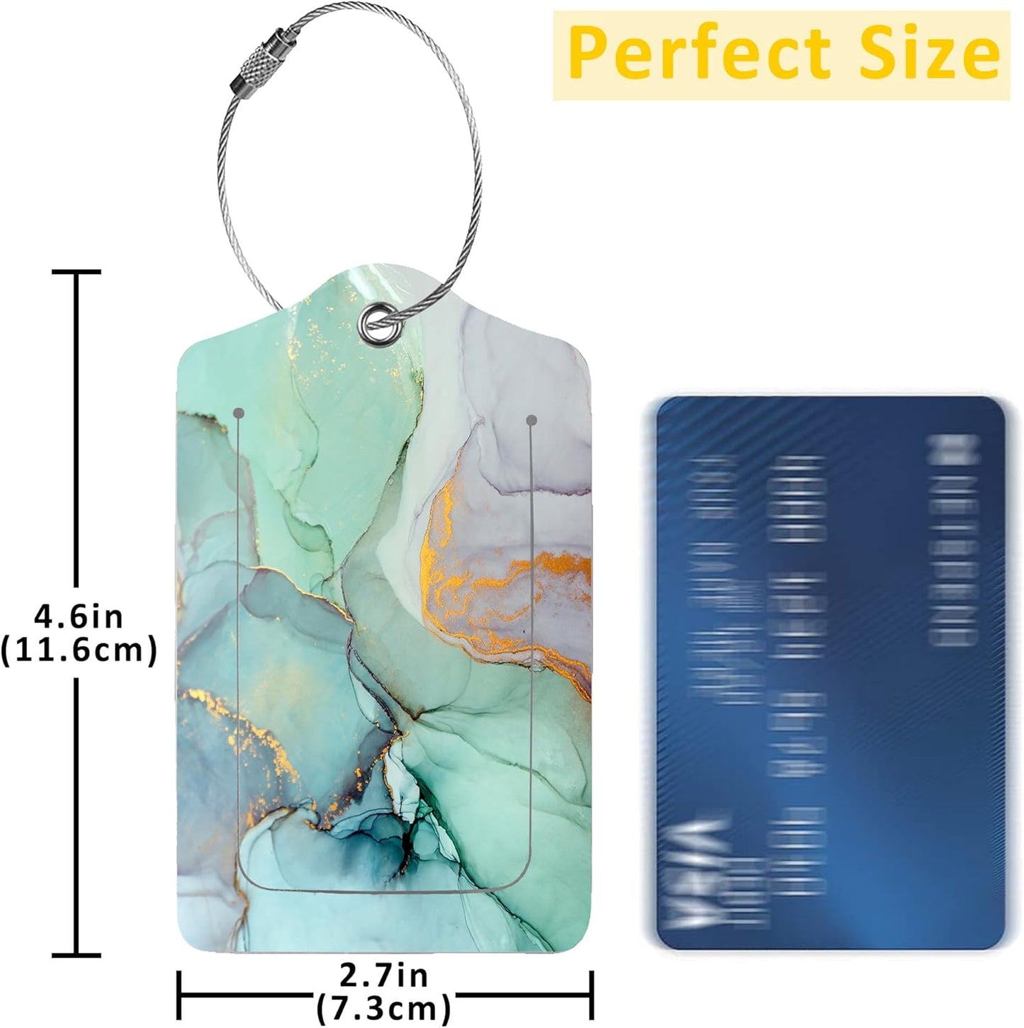 2 Pack Luggage Tag for Suitcase,Colorful Abstract Marble PU Leather Suitcase Tags Identifiers with Privacy Name Address Labels and Durable Steel Loop for Women Men Travel