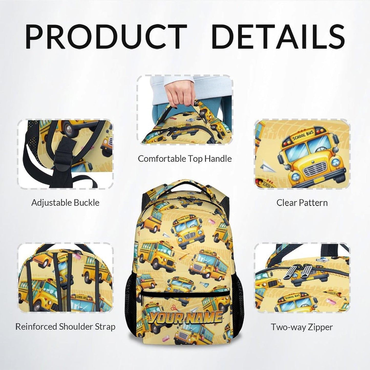 Kid Backpack Boys - Custom School Bus Backpacks with Name for Toddler - Custom Children Bookbag