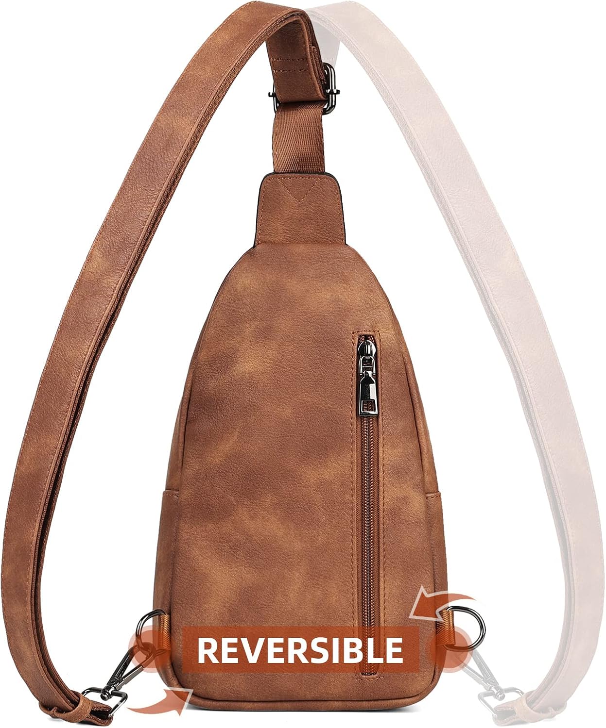 MASINTOR Sling Bag for Women - Crossbody Bags Fanny Pack with Vegan Leather - Adjustable Sling Backack for Travel