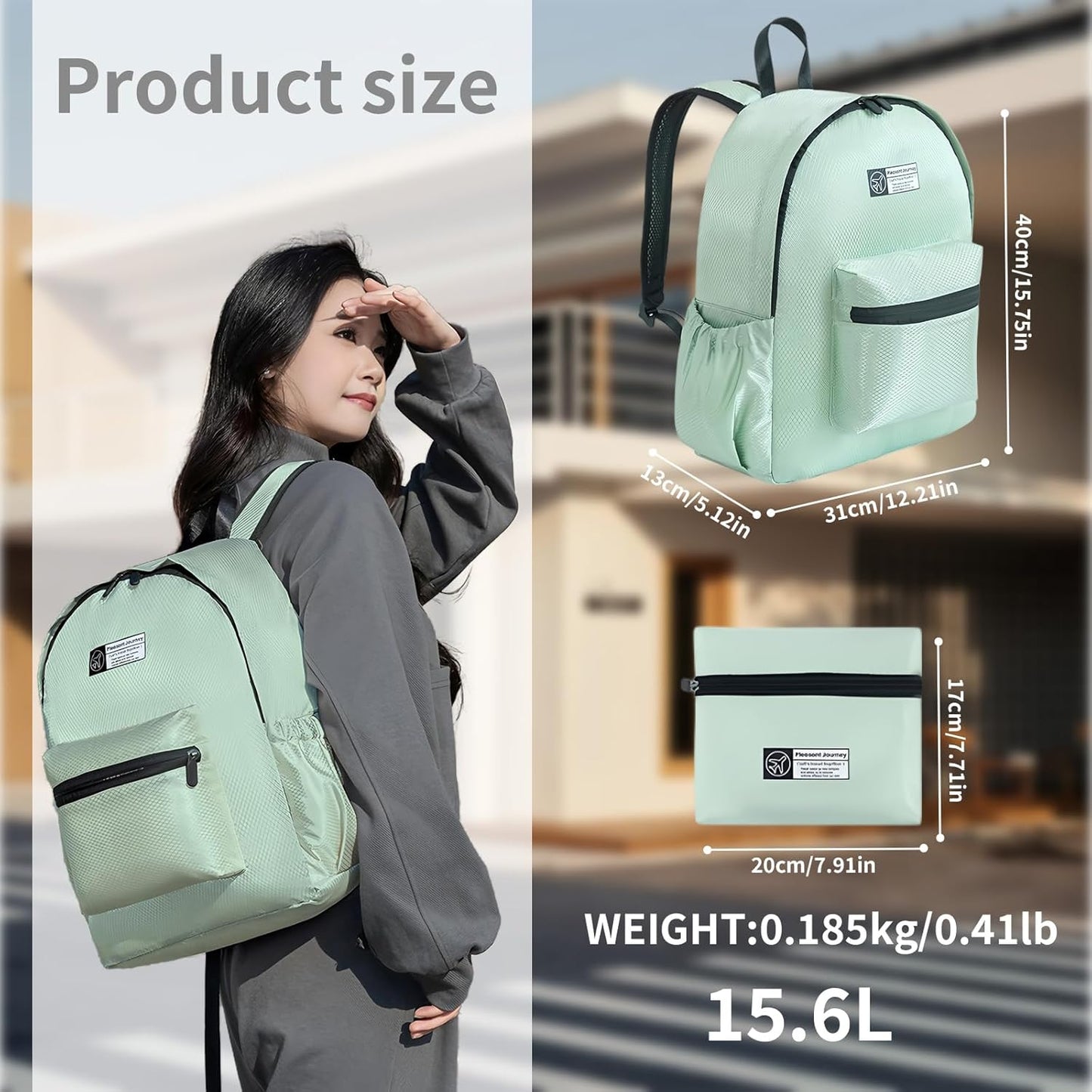 Lightweight Packable Backpack 15L Foldable Hiking Backpacks Men &Women Daypack for Travel (Green)