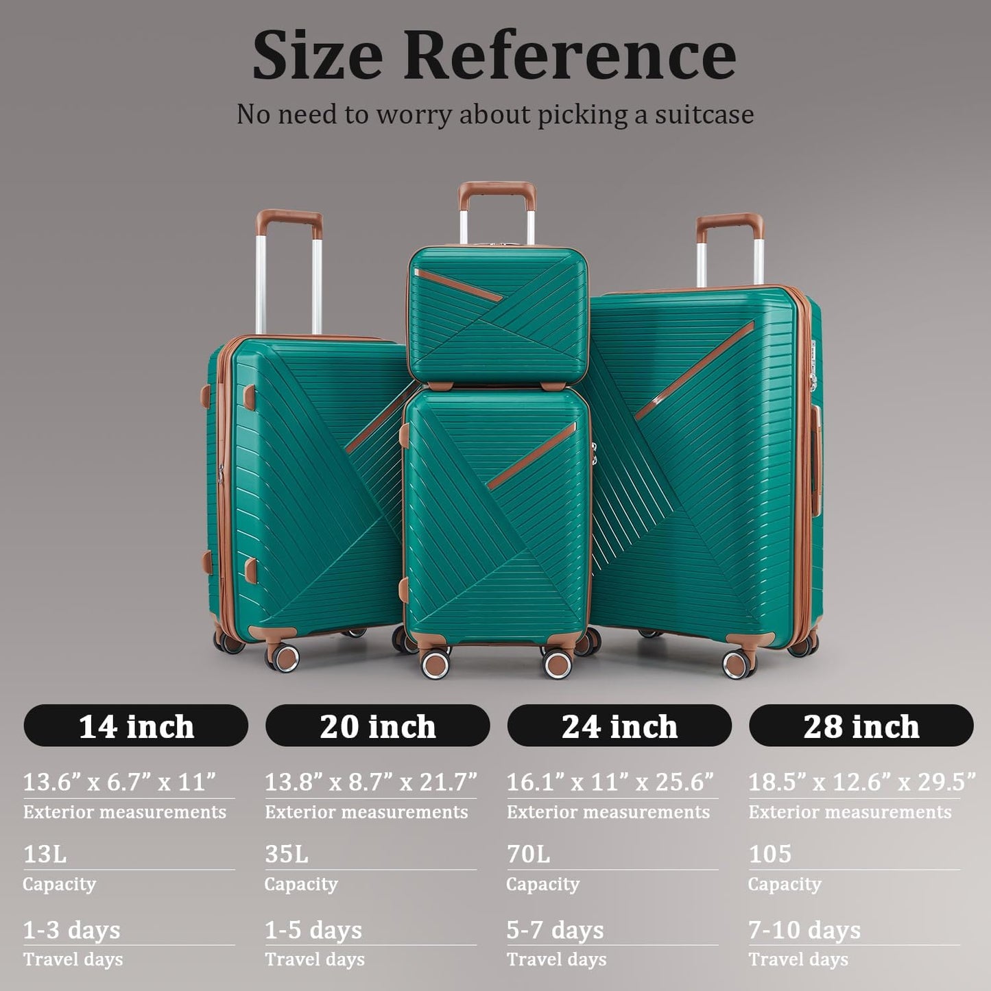 4-Piece Expandable Hardshell Luggage Set with TSA Lock (14/20/24/28) - Lightweight PP Suitcases, 360° Silent Spinner Wheels and Durable 100LB Handle for Air Travel (D# Coral)