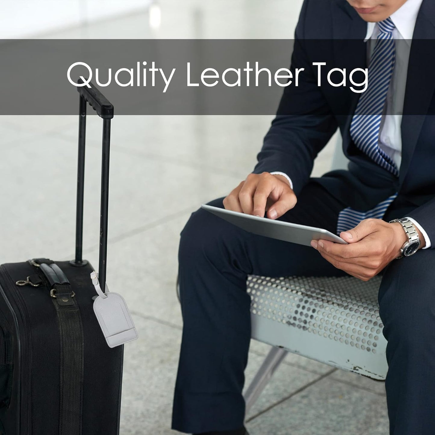 Faux Leather Luggage Tags for Suitcase Tag Set Privacy Protection with Identifie Name Lable ID Card Baggage tag for Men Women Travel Accessories, 2/4 Pack (LT06-Yellow*4)
