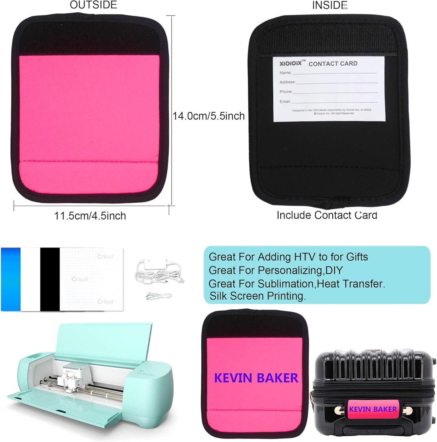 Luggage Handle Wrap-Neoprene Luggage identifiers for Suitcases Unique Bright Luggage Tags/Spotter/Markers/Handle Cover Travel Accessories (Bright Pink)