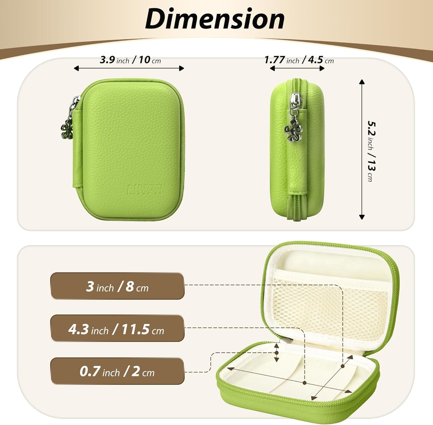 Digital Camera Case for CAMKORY, KODAK PIXPRO FZ45/FZ55, Canon IXUS 285 HS, Lecran, Small Travel Compact Camera Holder with Mesh Pocket for Accessories SD Card (Green)