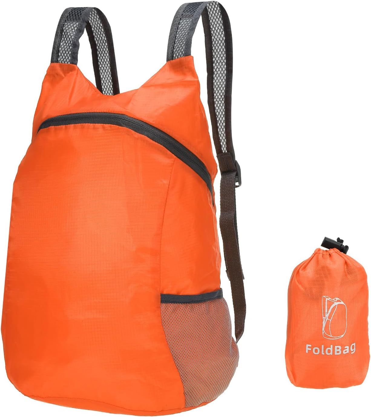 PATIKIL Hiking Backpack, 15L-20L Packable Lightweight Backpack Daypack Small Foldable Outdoor Camping Cycling Backpacking Shoulder Bag, Orange