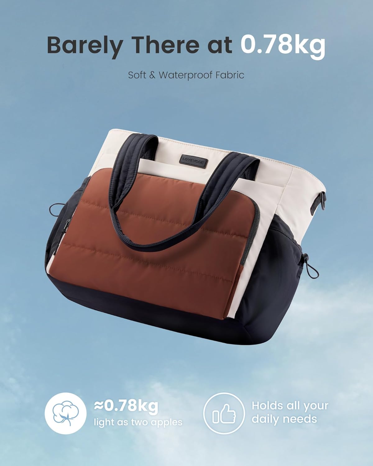 LOVEVOOK Tote Bag for Women, 15.6 Inch Puffer Laptop Work Tote with Cup Holder, Quilted Nurse Bag