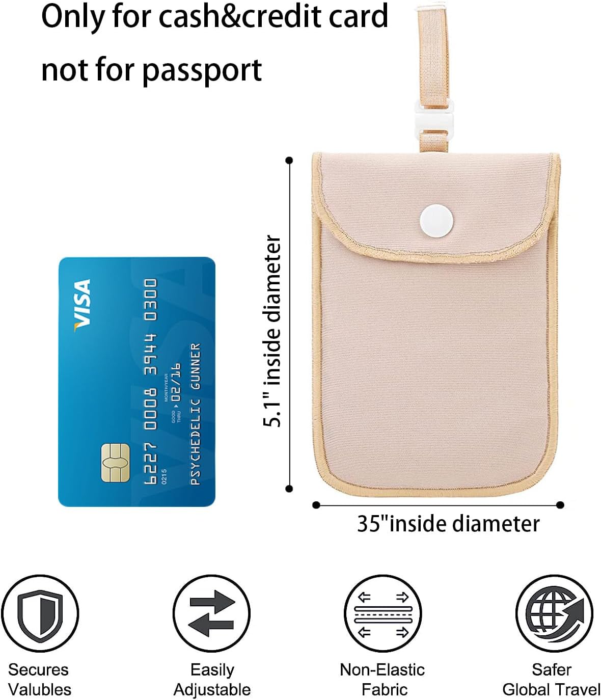 Hidden Bra Wallet, Travel Neck Pouch & Secert Money Pocket for Woman to Keep Valuables Safe for Secure Travel with Adjustable, Elastic Strap(Fleshcolor)
