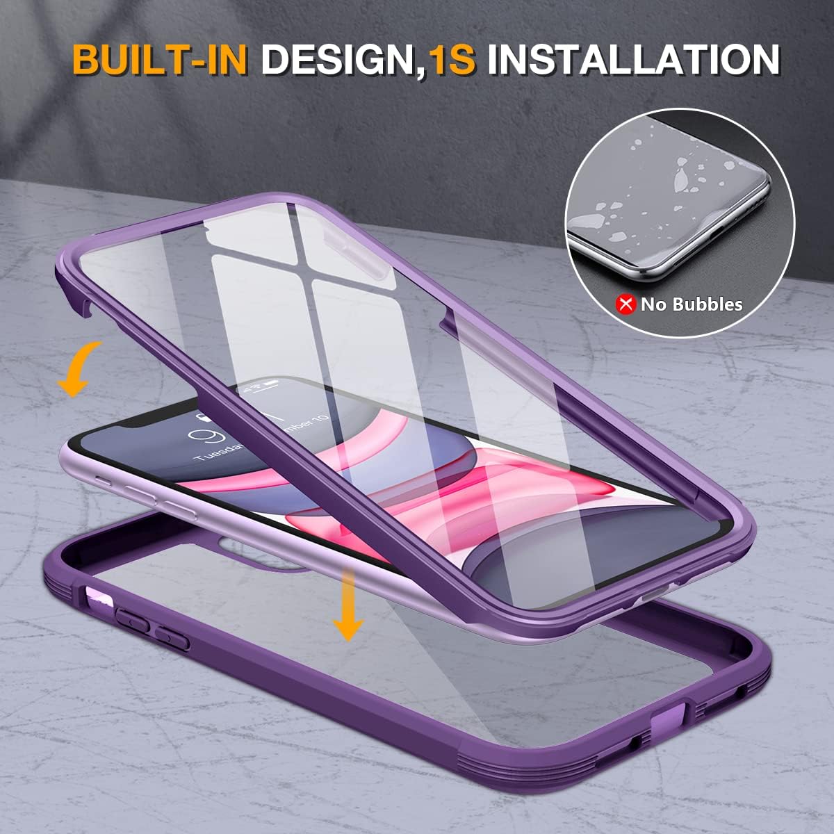 Miracase Glass Series for iPhone 11 Case 6.1 inch, Upgraded Full-Body Rugged Phone Bumper Case