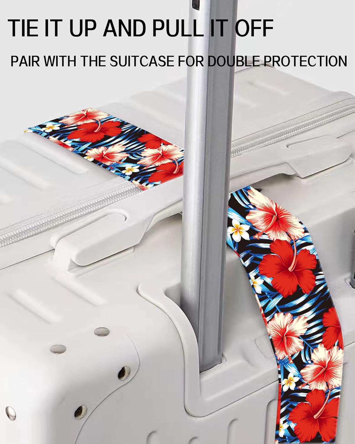 Luggage Straps for Suitcases, Adjustable Travel Belt, Durable Wide Luggage Strap, Cute Suitcase Strap Identifiers with Buckle, Bag Straps for Luggage, Luxury Purple Flowers