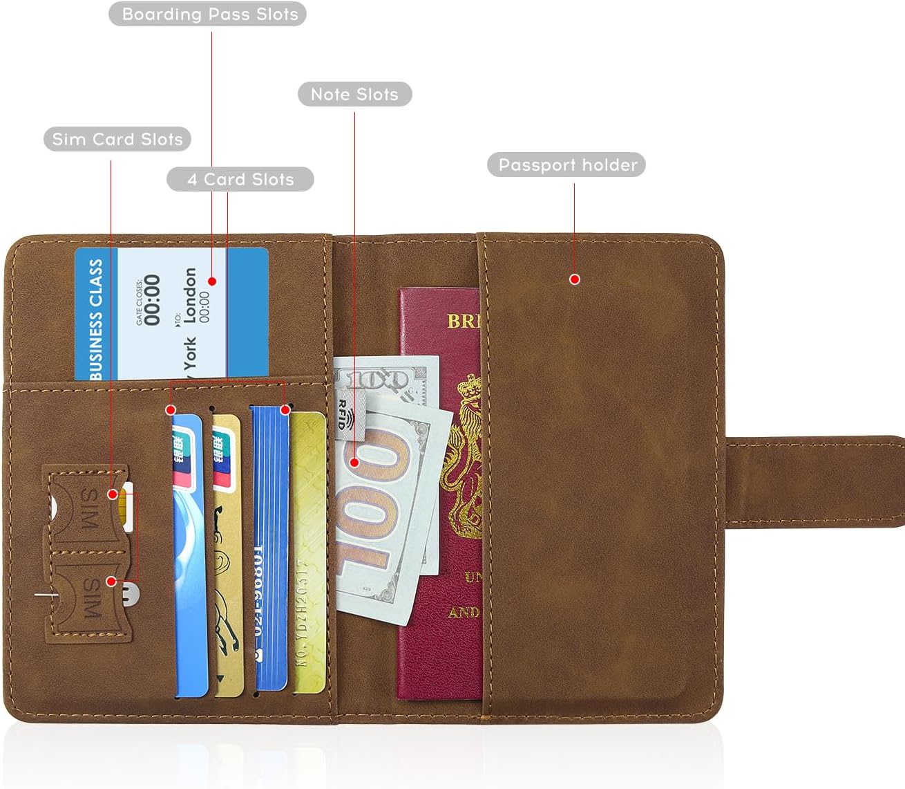 ILIYAH-Passport Cover-Passport Holder Travel Wallet-RFID Blocking Passport Case Travel Accessories Card Holder Wallet Unisex Travel Gifts(Brown)
