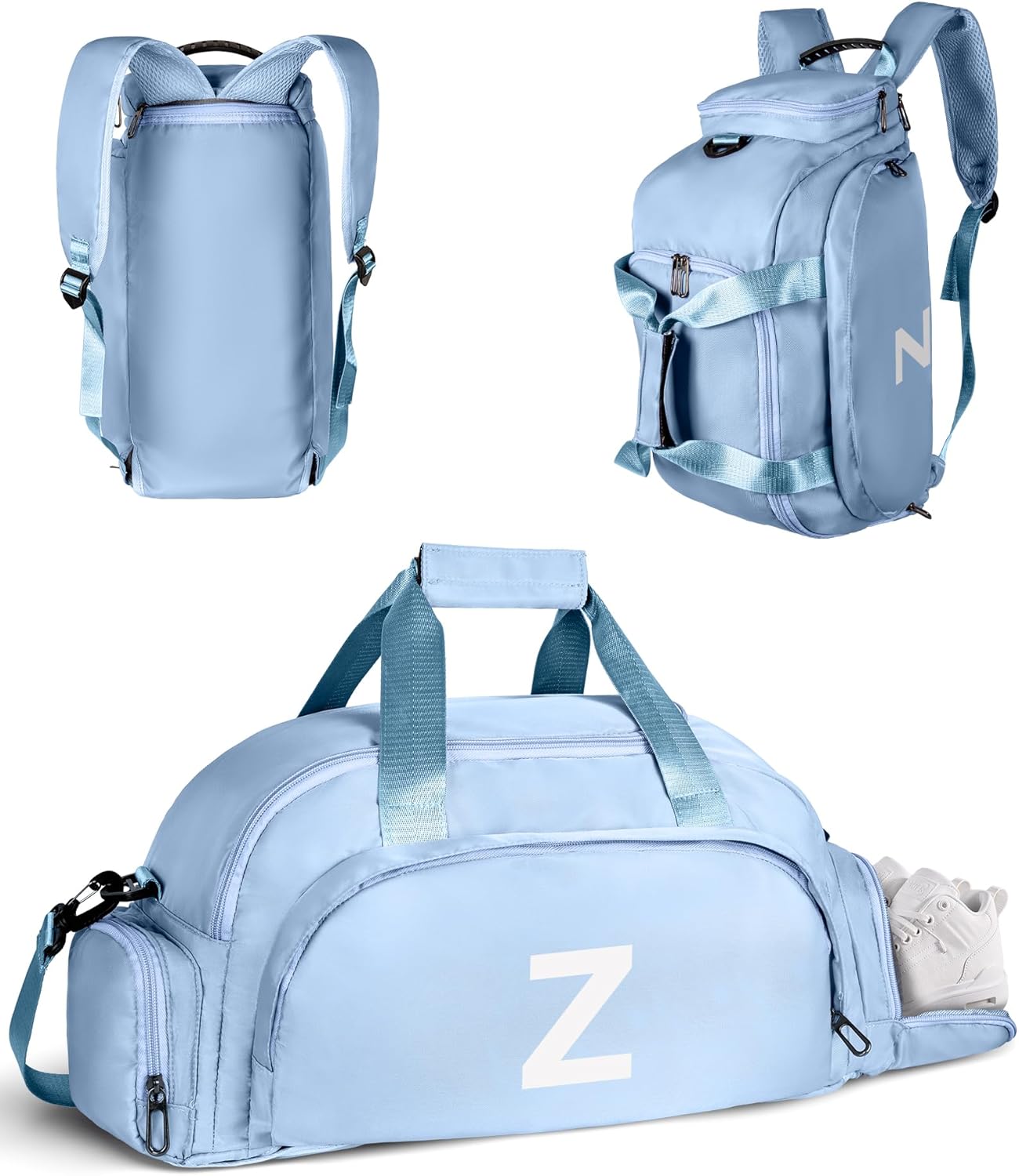 Teenage Girl Gifts 13-15, Initial Gym Bags with Shoe Compartment, Dance Bag for Girls, Monogram Kid Overnight Bags, Ballet Sport Gymnastics Cheer Travel Duffle Tote (Letter Z)