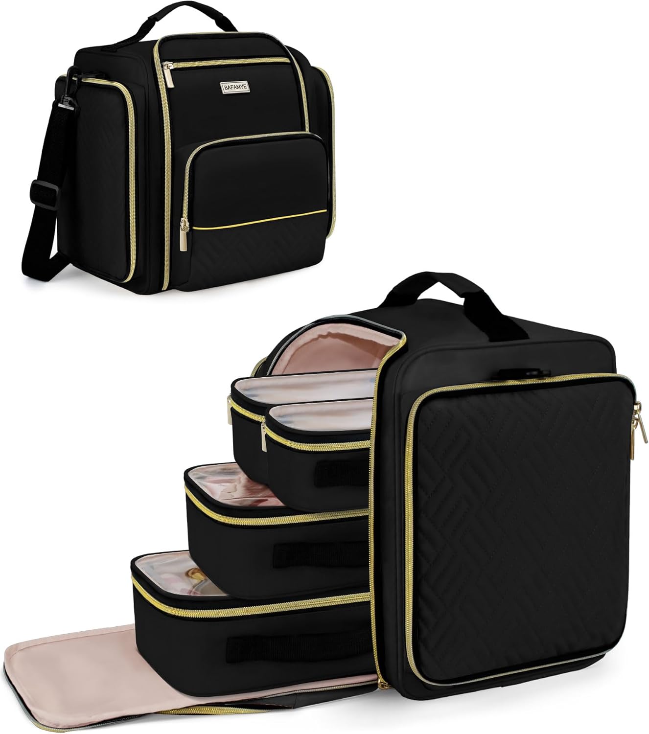 Large Travel Makeup Bag - Cosmetic Organizer with 4 Removable Inner Pockets, Multi-functional
