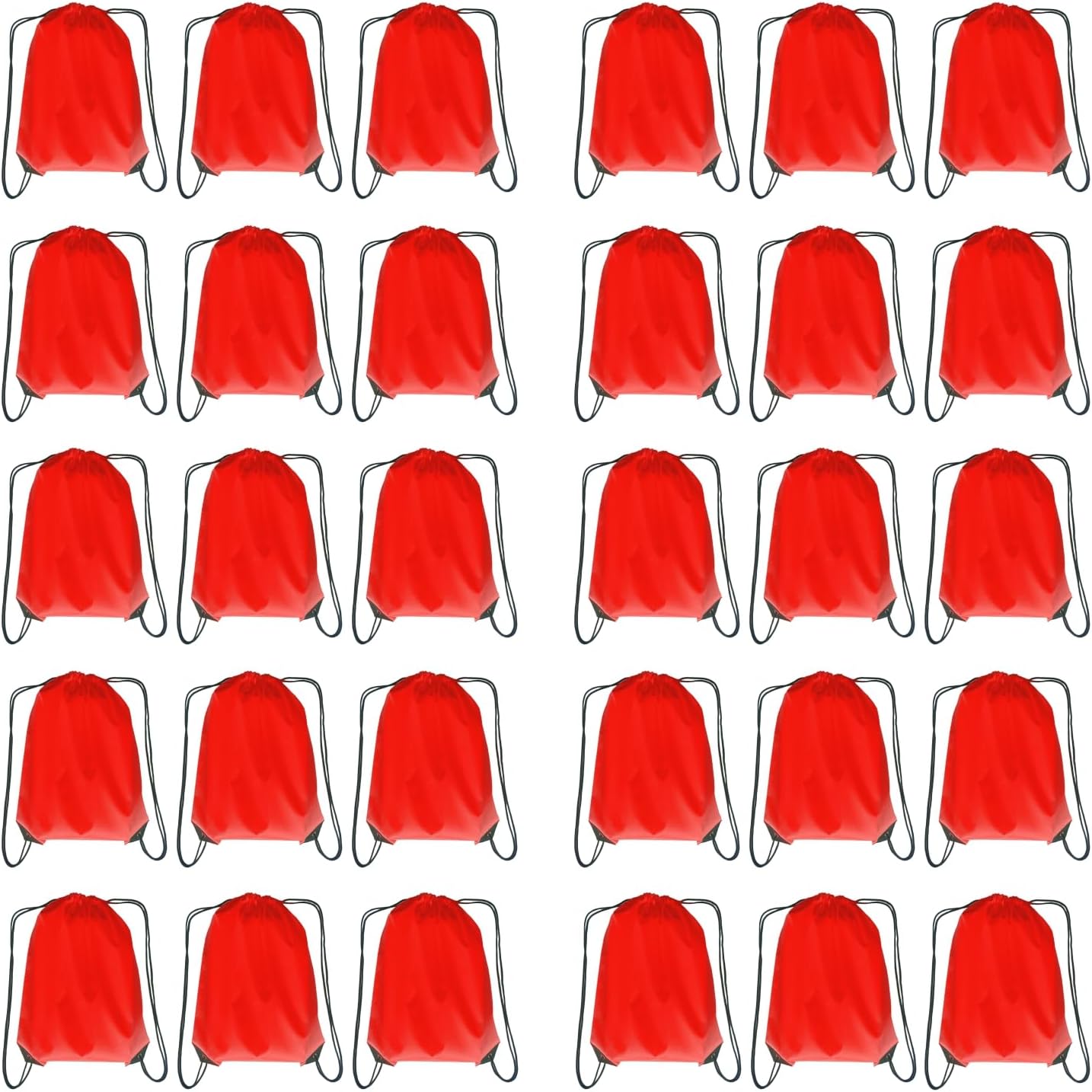 Drawstring Backpack Bulk 30 Packs Draw String Bags for Gym Sports Trip Pedestrianism Cinch Sack DIY for Women Men(Red)
