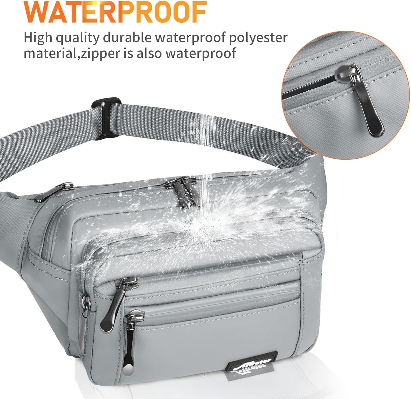 Waist Pack Bag Fanny Pack for Men&Women Hip Bum Bag with Adjustable Strap for Outdoors Workout Traveling Casual Running Hiking Cycling (Grey-1)