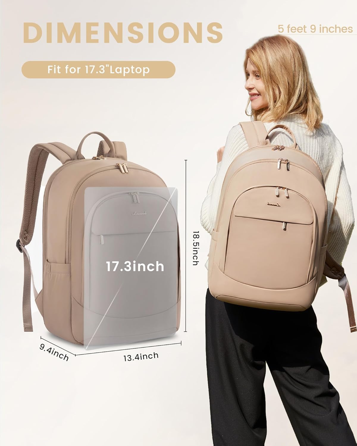 LOVEVOOK Laptop Backpack for Women, 17.3 Inch Work Backpack Purse, Large Capacity Casual Daypack