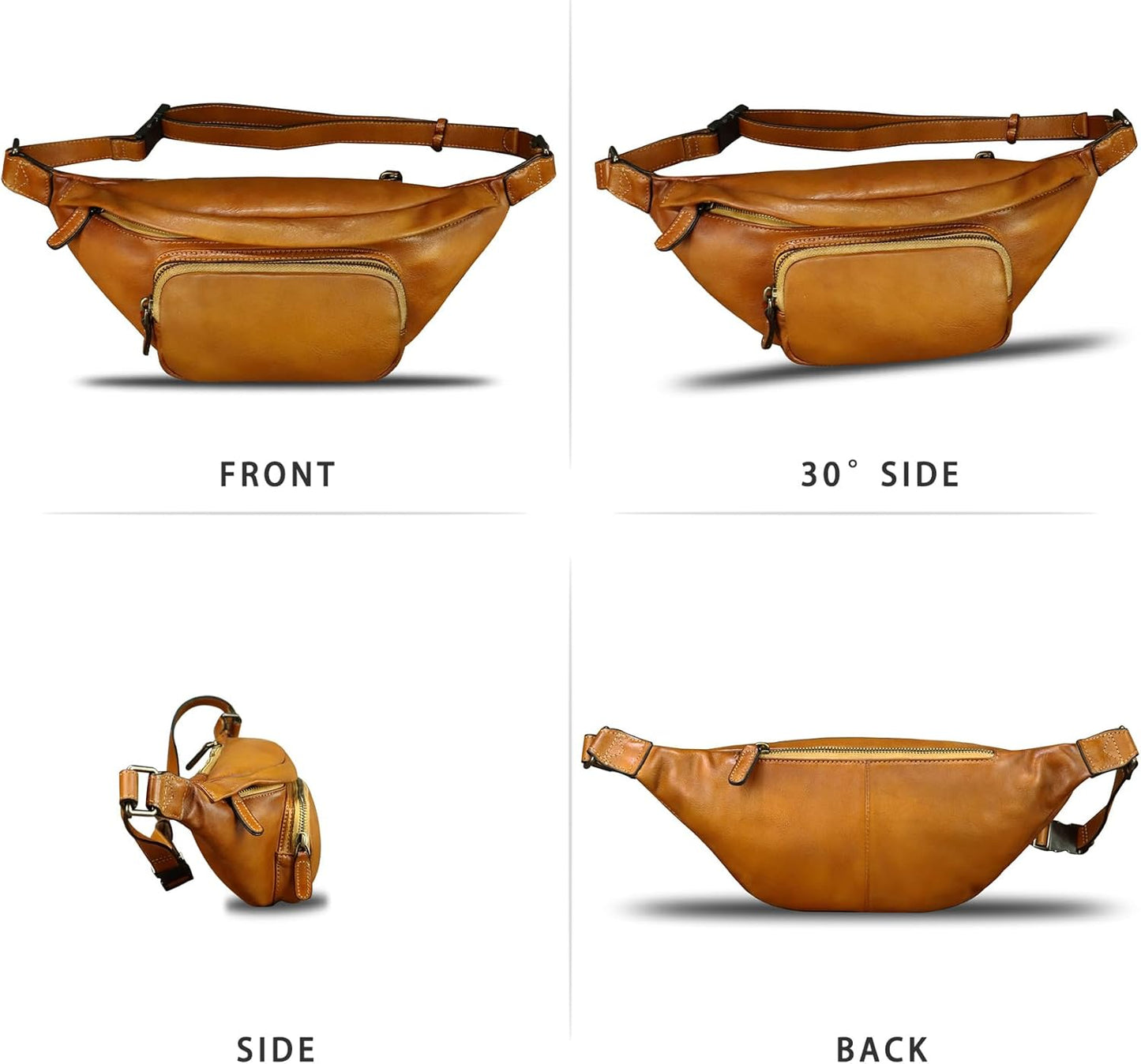 Genuine Leather Fanny Pack for Women and Men Real Leather Crossbody Sling Bag Fashion Waist Bag Chest Purse Pouch (Brown)