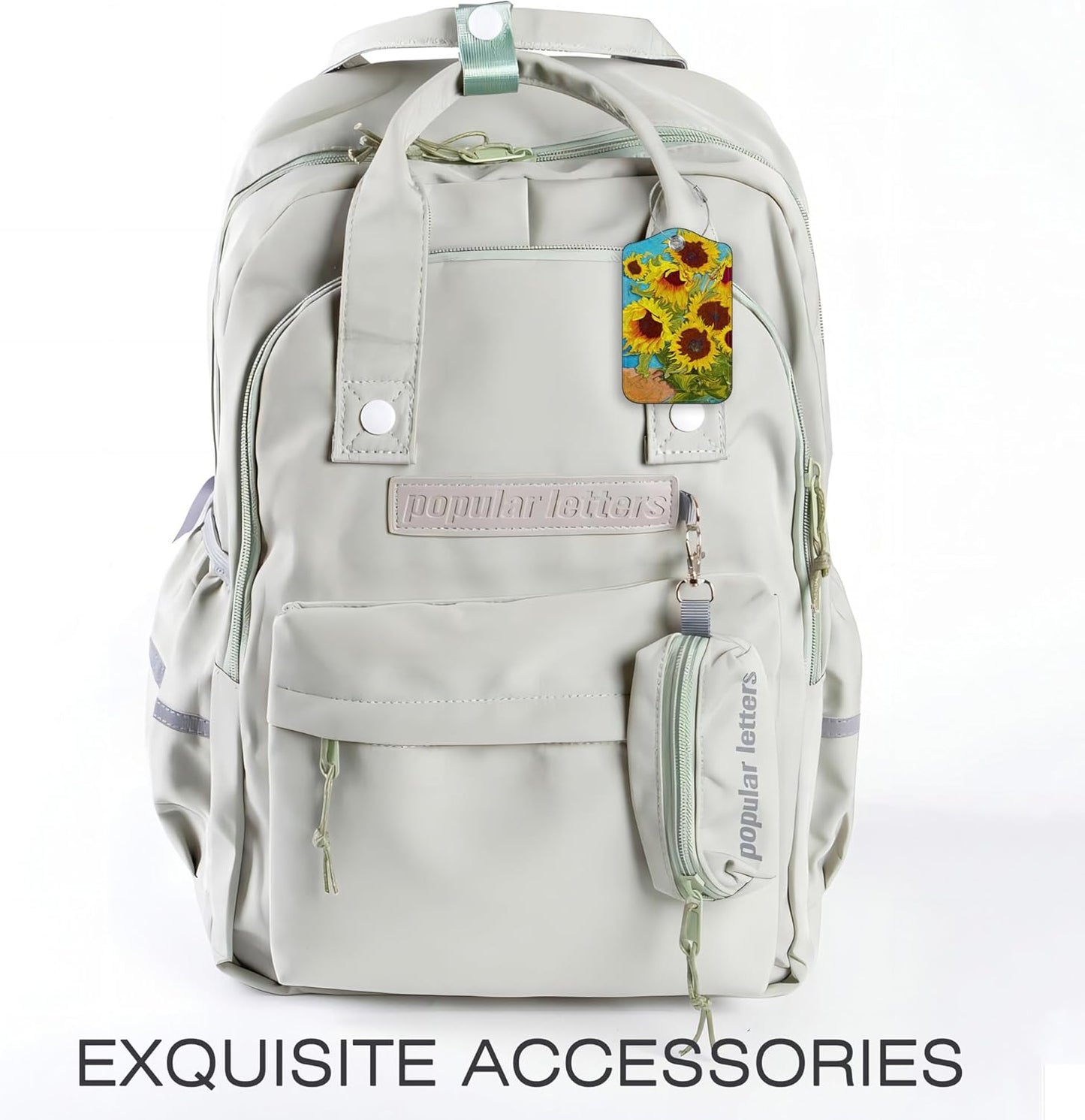 2 Pack Luggage Tags for Suitcase,Sunflowers Oil Painting PU Leather Idea Baggage Tag with Name Labels Privacy Cover Metal Ring Men and Women Travel Cruise Labels