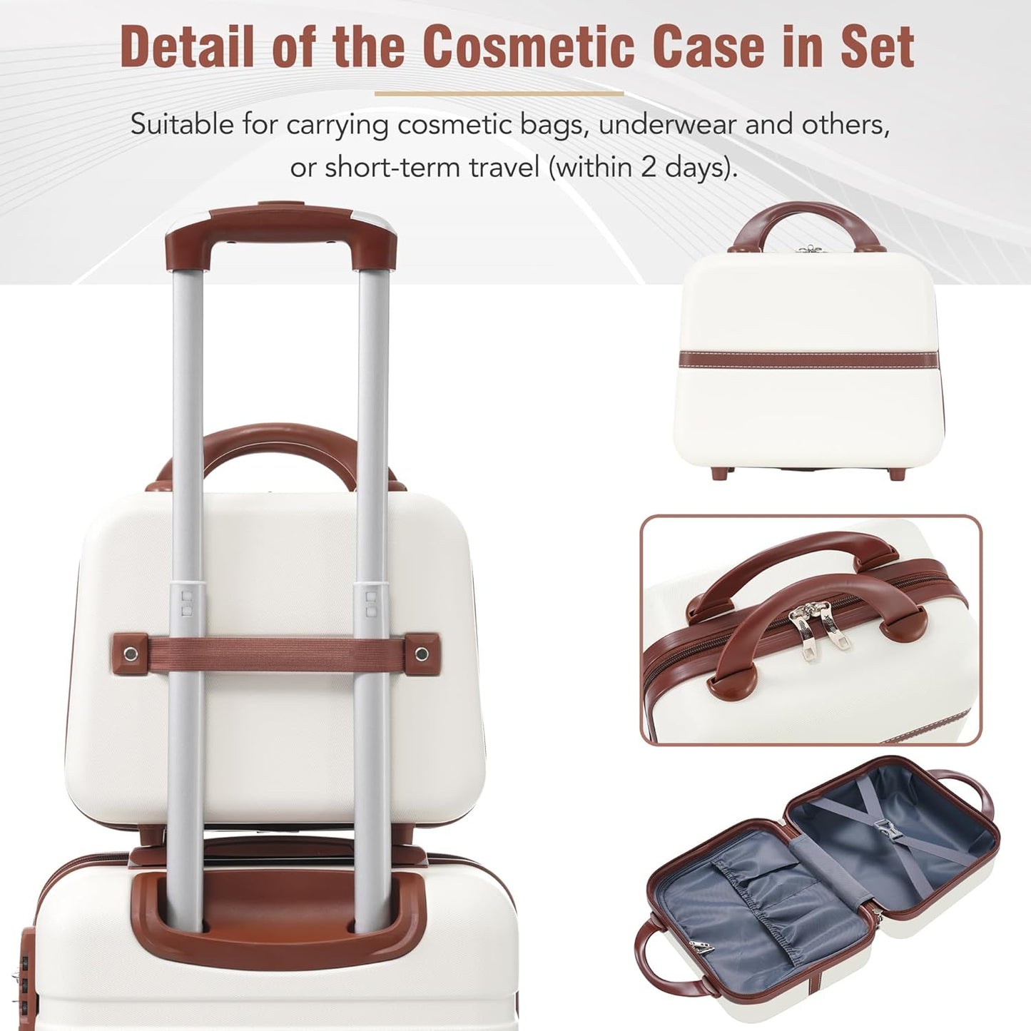 Merax Luggage Set 3 Piece Suitcase Set with Cosmetic Case Expandable Spinner Wheels Vintage Luggage Sets(White,20"+24"+28")