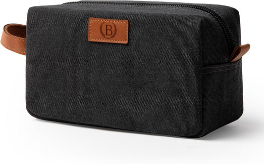 Janhavi Waterproof Personalized Toiletry Bag for Men, Beach Vacation Travel Essentials,Toiletry Bag with Hook, Laser Engraved Initials & Wheat Ear,Gifts For Him (Dark Grey B)