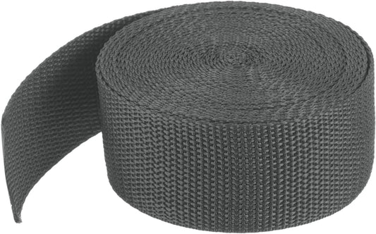 MECCANIXITY Lightweight Polypropylene Webbing Strap 1 1/2" 5 Yard Backpack Strapping Band Dark Grey for Outdoor Luggage Cargo Straps