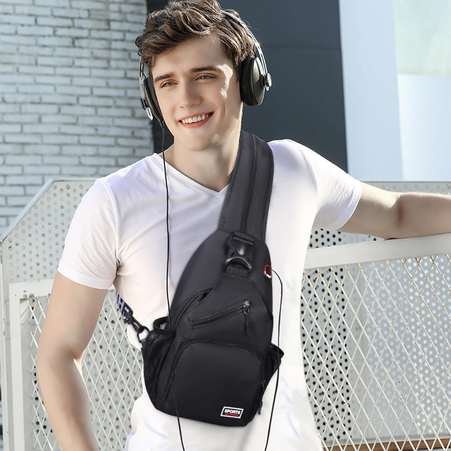 Sling Bag for Women Man Sling Backpack with Convertible Shoulder Strap Casual Backpack Daypack for Travel, Hiking and Daily Commute (Black, Small)