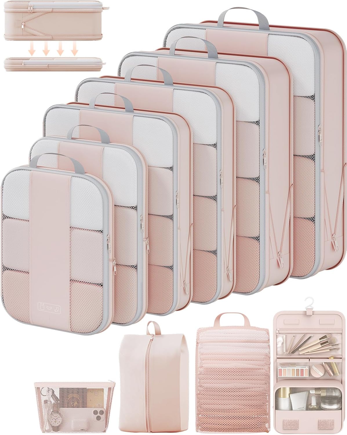 10 Set Compression Packing Cubes for Travel Gifts Women Mom,OlarHike Luggage Clothes Organizer for
