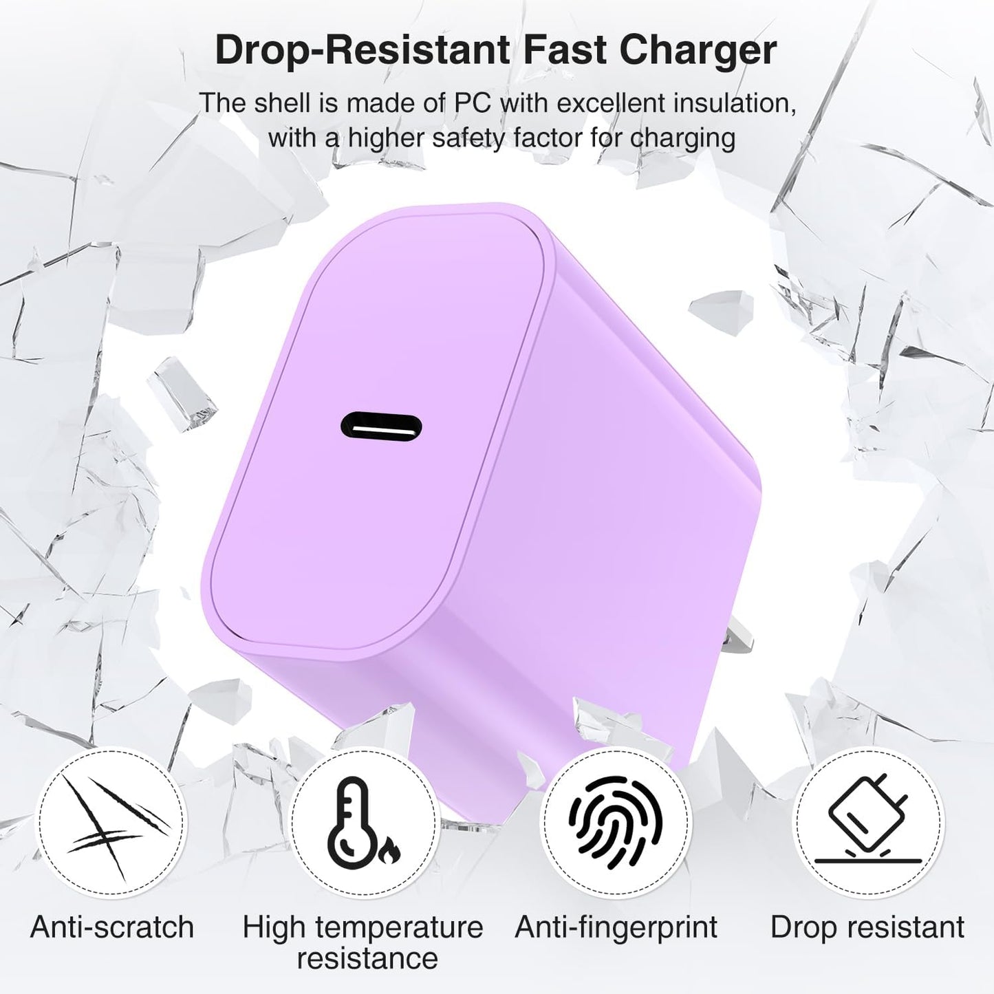 iPhone 16 15 Fast Charger 10ft, USB C Charging Block and Long Type C to C Cable Cord,Wall Plug Power Adapter Cube Brick for Apple 16 Pro Max/16 Pro/15 Plus/15 Pro Max/iPad 12.9/11 inch/Air/Mini-Purple