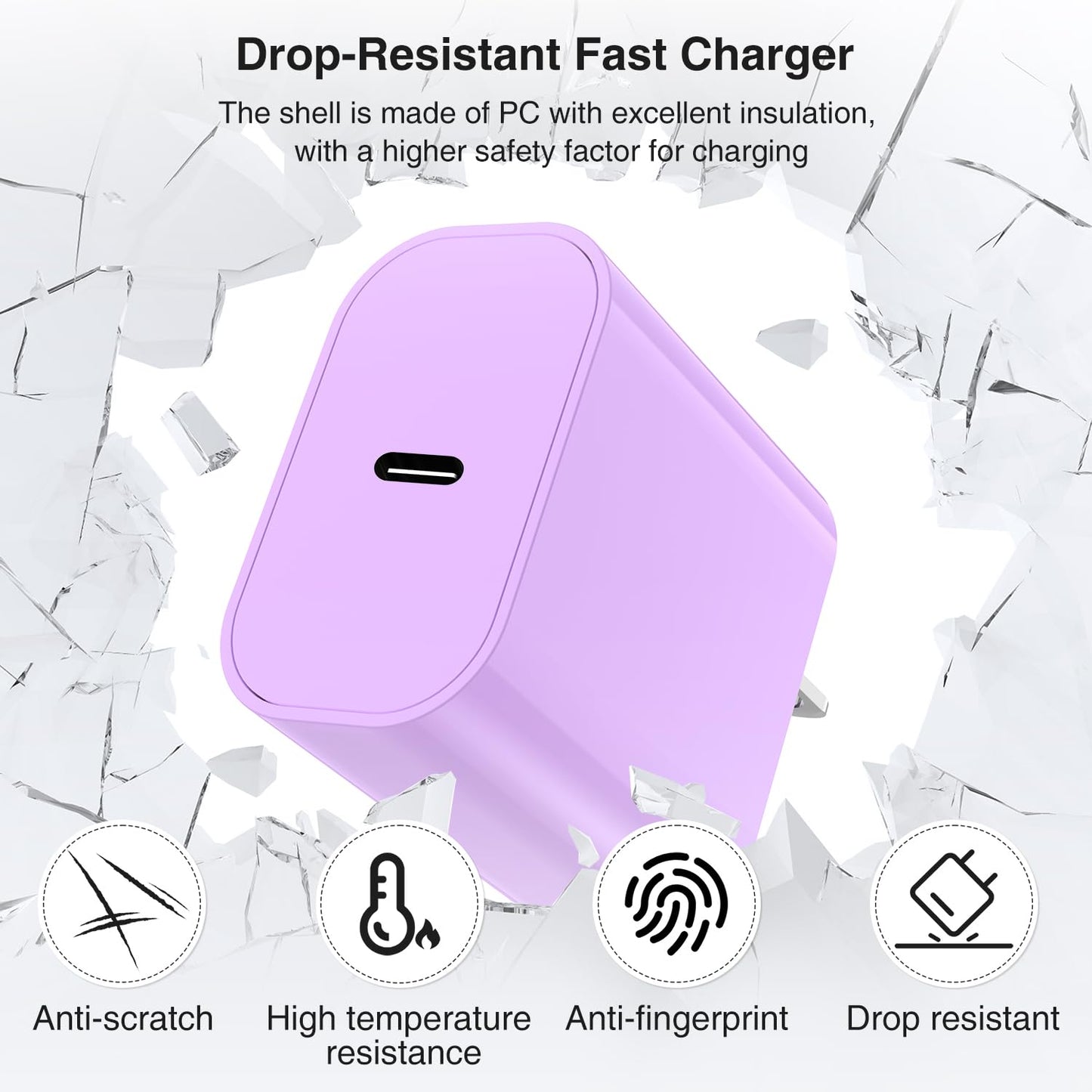 iPhone 17 16 15 Charger Block and 10ft Type C to C Cable Cord Long, 20W USB C Fast Charging Plug for Apple iPhone 17 Pro Max/17 Air/16 Pro Max/16 Plus/15 Pro/15/AirPods/iPad/Mini Wall Cube Brick Box