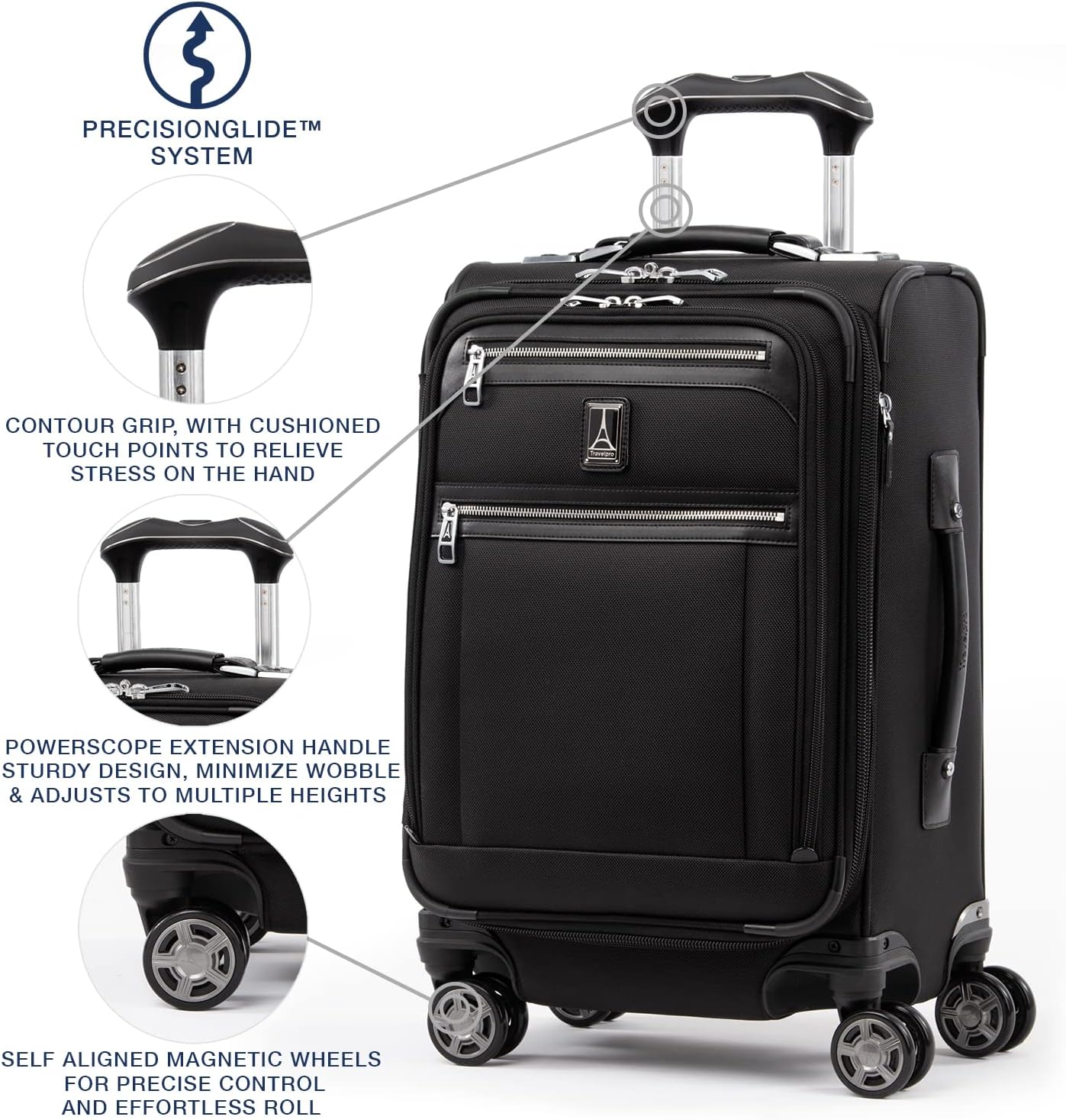 Travelpro Platinum Elite Softside Expandable Carry on Luggage, 8 Wheel Spinner Suitcase, USB Port