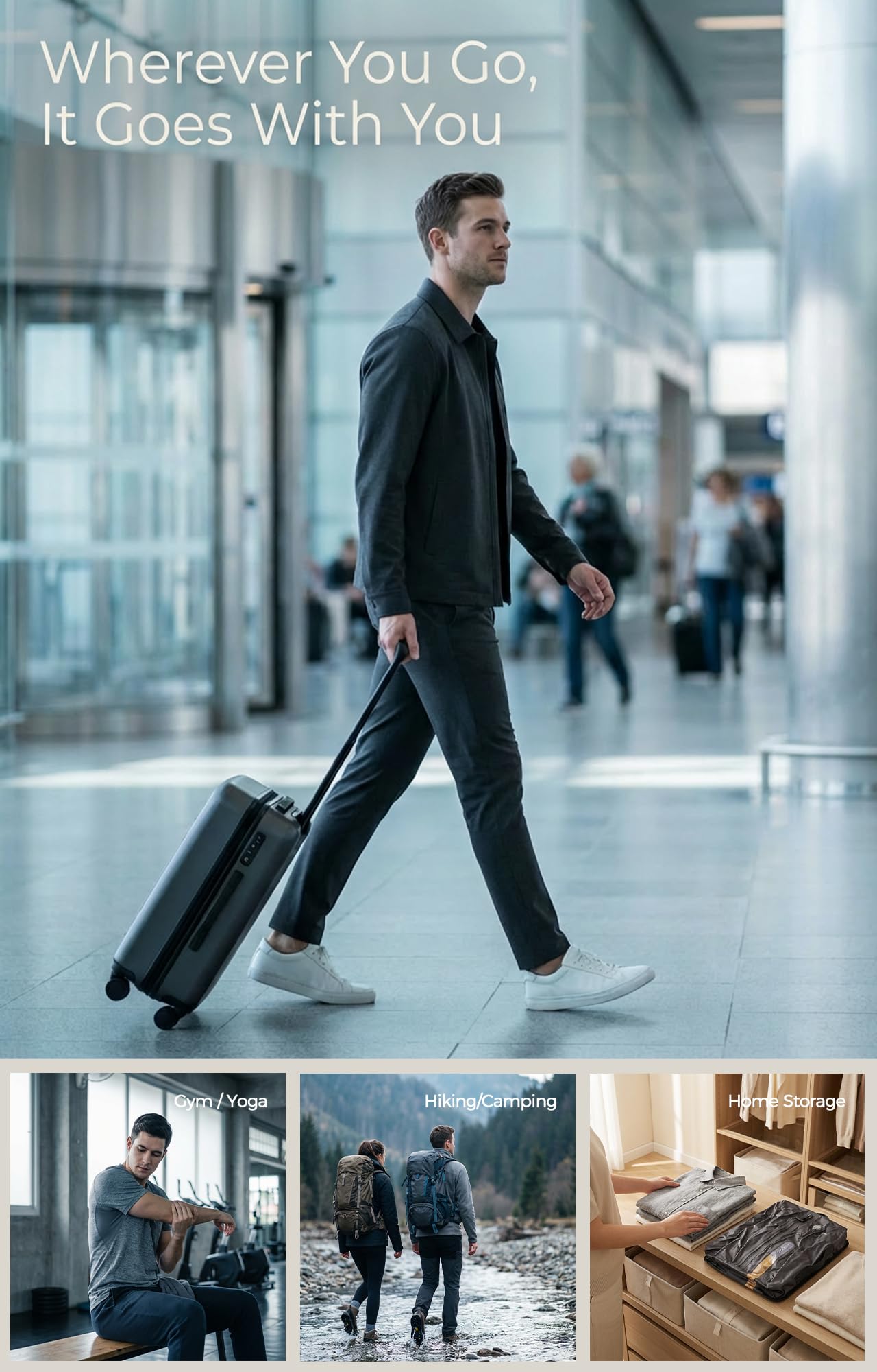 IKYWT Vacuum Seal Bags for Travel w/Pump, 18L Compression Packing Cubes for Carry-On Suitcase &