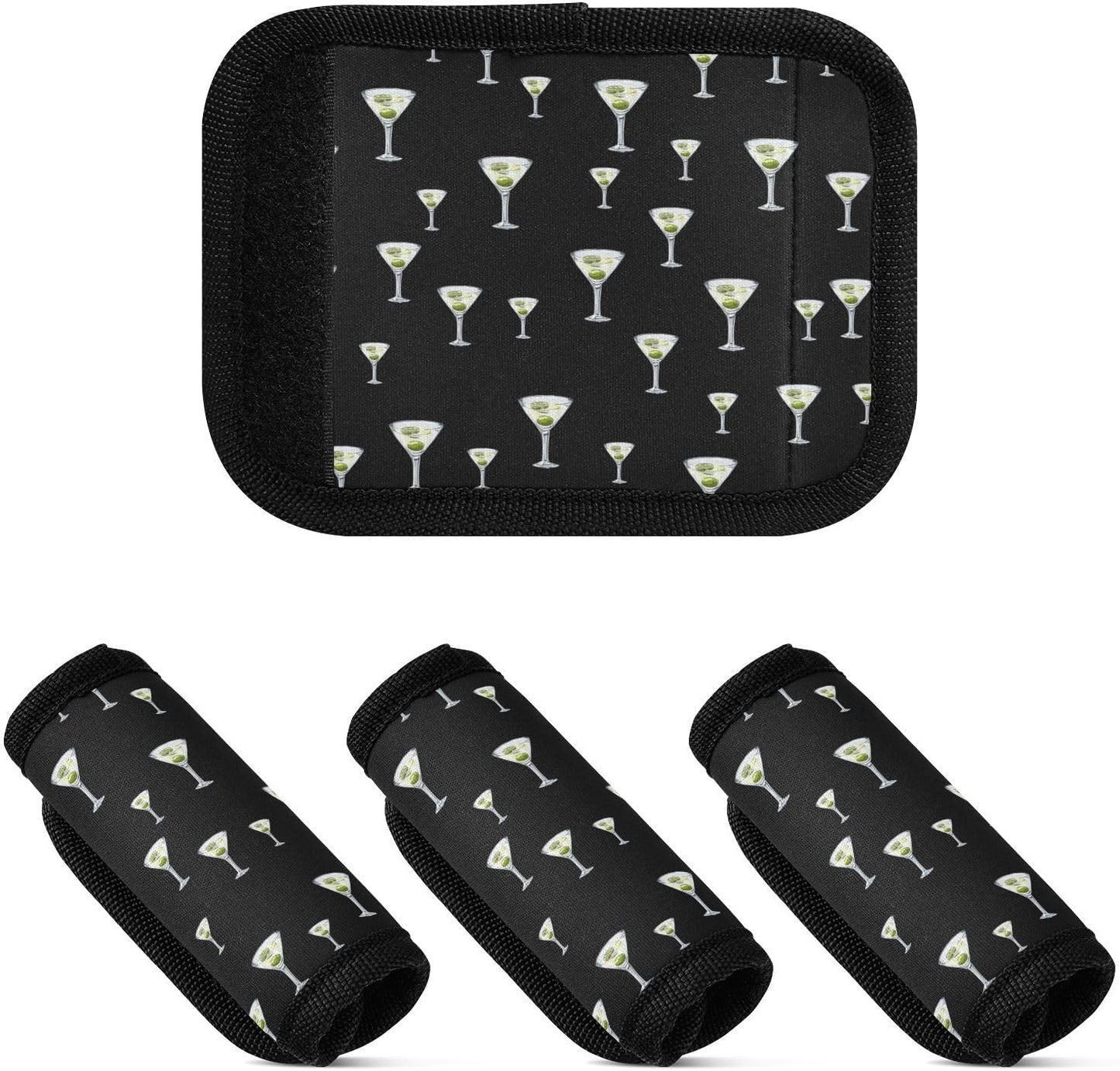 Martini Glass 2 Pack Luggage Handle Wrap for Suitcase Luggage Identifier Travel Tags Handle Protection Sleeve Cover