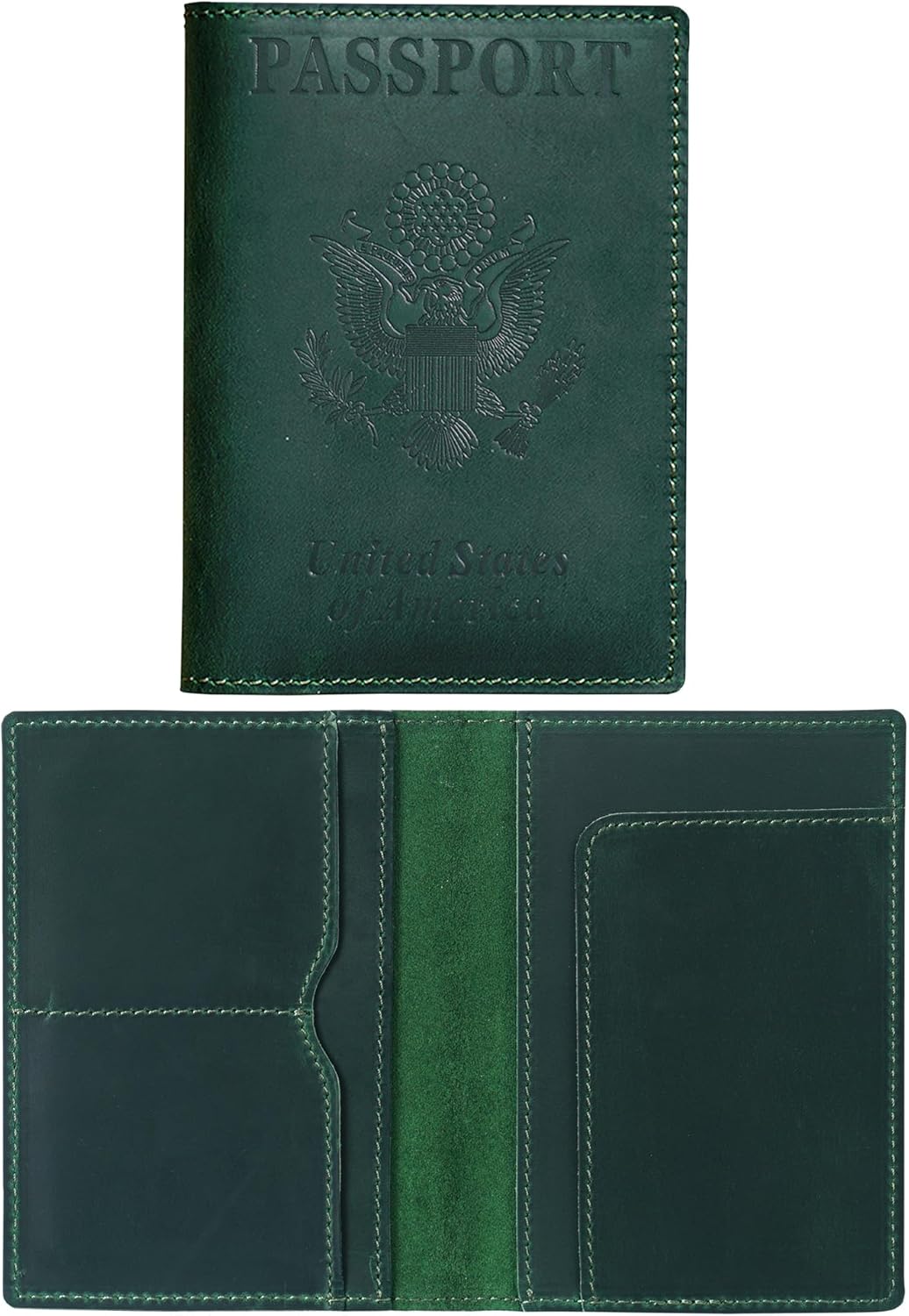 HIFA Leather Passport Holder, Handmade Passport Cover with Card and Ticket Slot - Genuine Leather