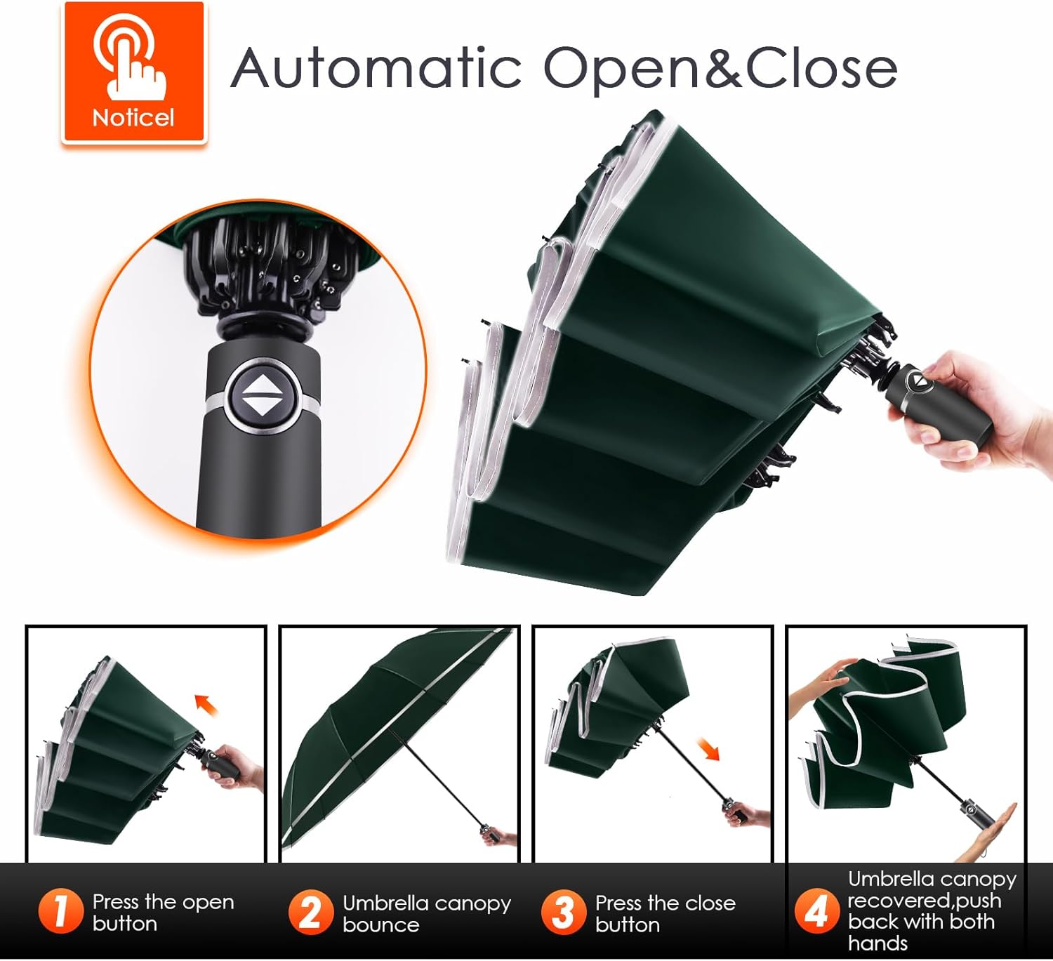 Bodyguard Inverted Umbrella - Large Windproof for Rain & Sun, Compact Reverse With Reflective