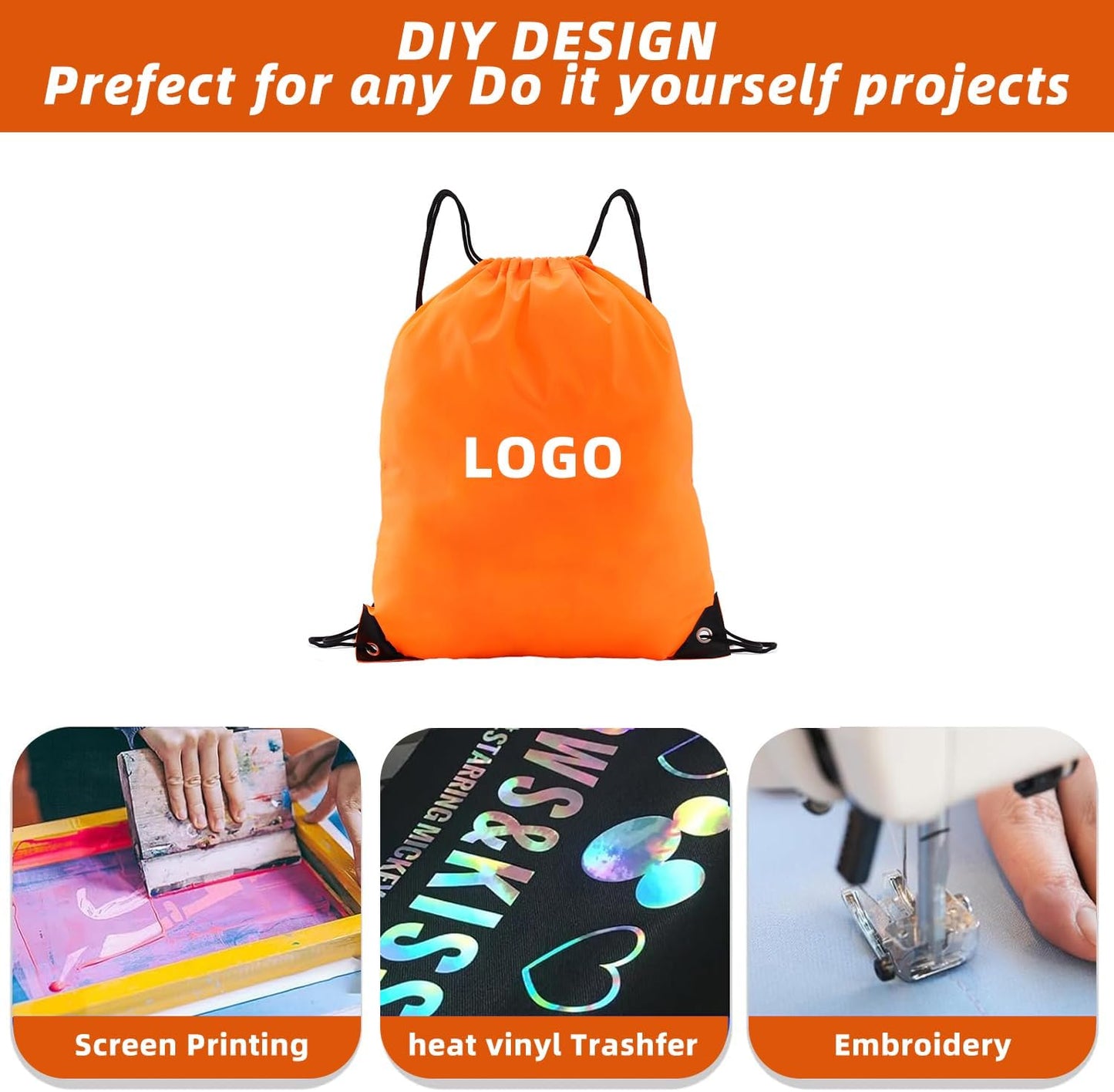 drawstring backpack, Drawstring Bags Bulk,10 Pcs Draw String Bags, Cinch Bag,essential for gym travel, unisex, loose and portable﻿(10, Orange)
