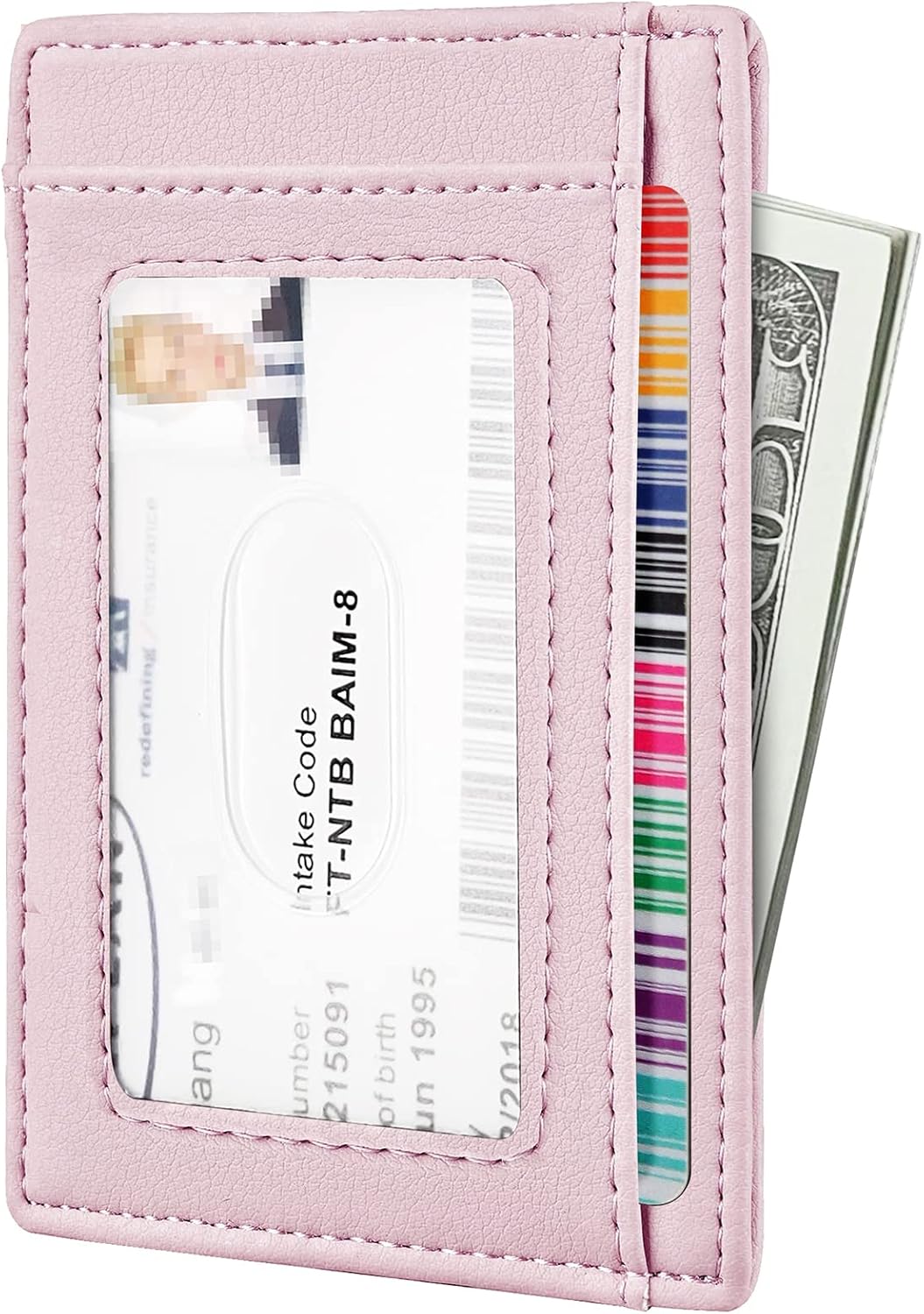 Travelambo Front Pocket Minimalist Leather Slim Wallet RFID Blocking Medium Size