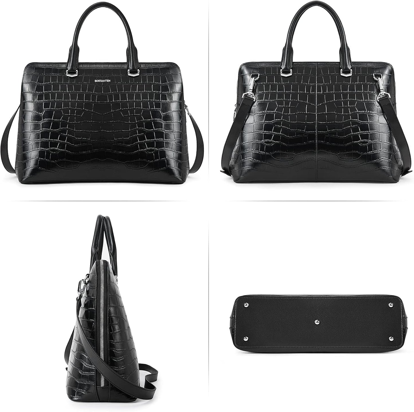 BOSTANTEN Briefcase for Women Leather 15.6 inch Laptop Shoulder Bag Office Work Crossbody Handbag