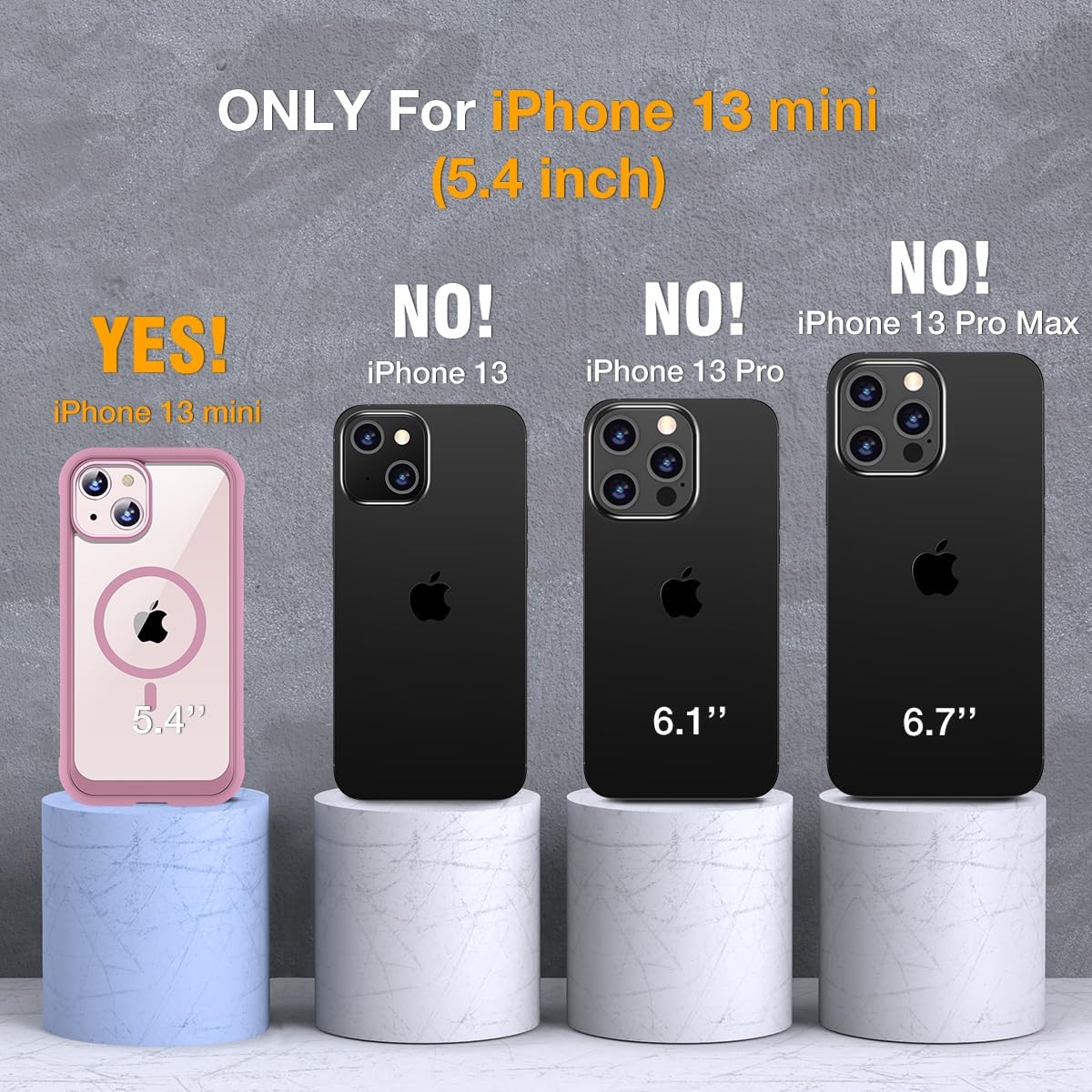 Miracase for iPhone 13 Mini Case 5.4",with MagSafe,Built in Screen Protector,Full-Body Protection(Dark Pink)