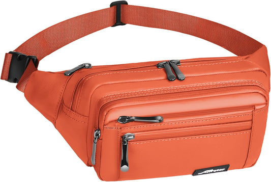 Waist Pack Bag Fanny Pack for Men&Women Hip Bum Bag with Adjustable Strap for Outdoors Workout Traveling Casual Running Hiking Cycling (Orange)