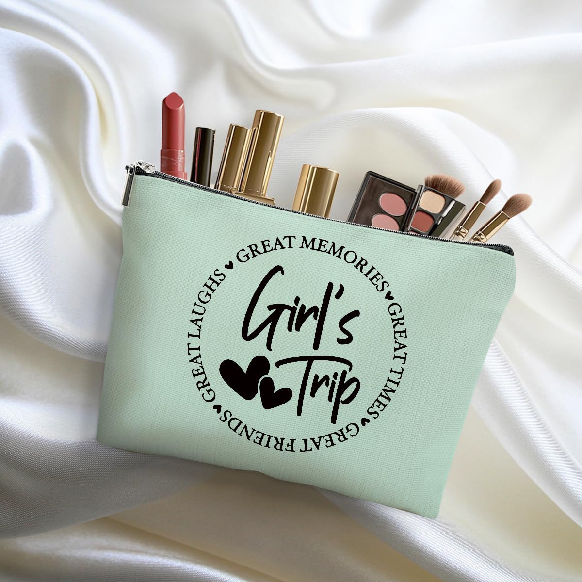 3Pcs Girls Trip Gifts Favors, 2025 Girls Weekend Gifts Makeup Bag, Bestie Gifts Weekend Bag Vacation Cosmetic Bag, Friendship Gifts for Women Friend Bestie, Graduation Wedding Gifts Toiletry Bag
