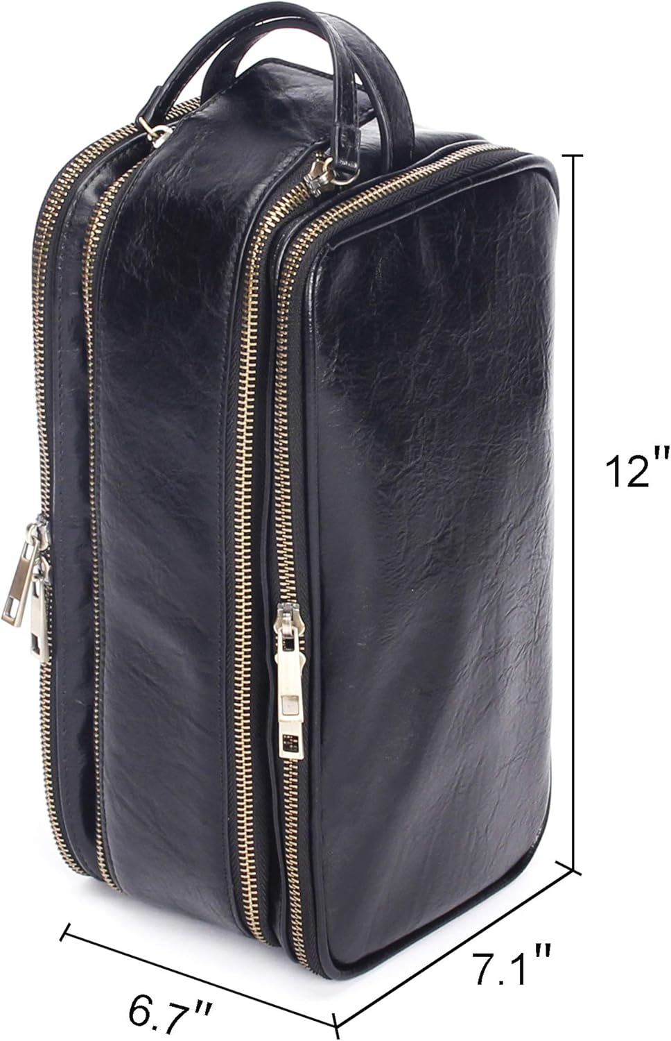 Travel Toiletry Bag for Men Leather Dopp Kit Bags Personalized Christmas Gift Black