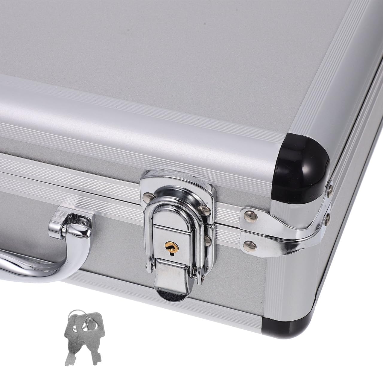 DOITOOL 12.5in Silver Aluminum Briefcase with Lock, Aluminum Briefcase for Men or Women, Metal Hard Case with Foam for Travelers Luggage Craftsman Travel Cash (12.5x9x4.3 Inch)