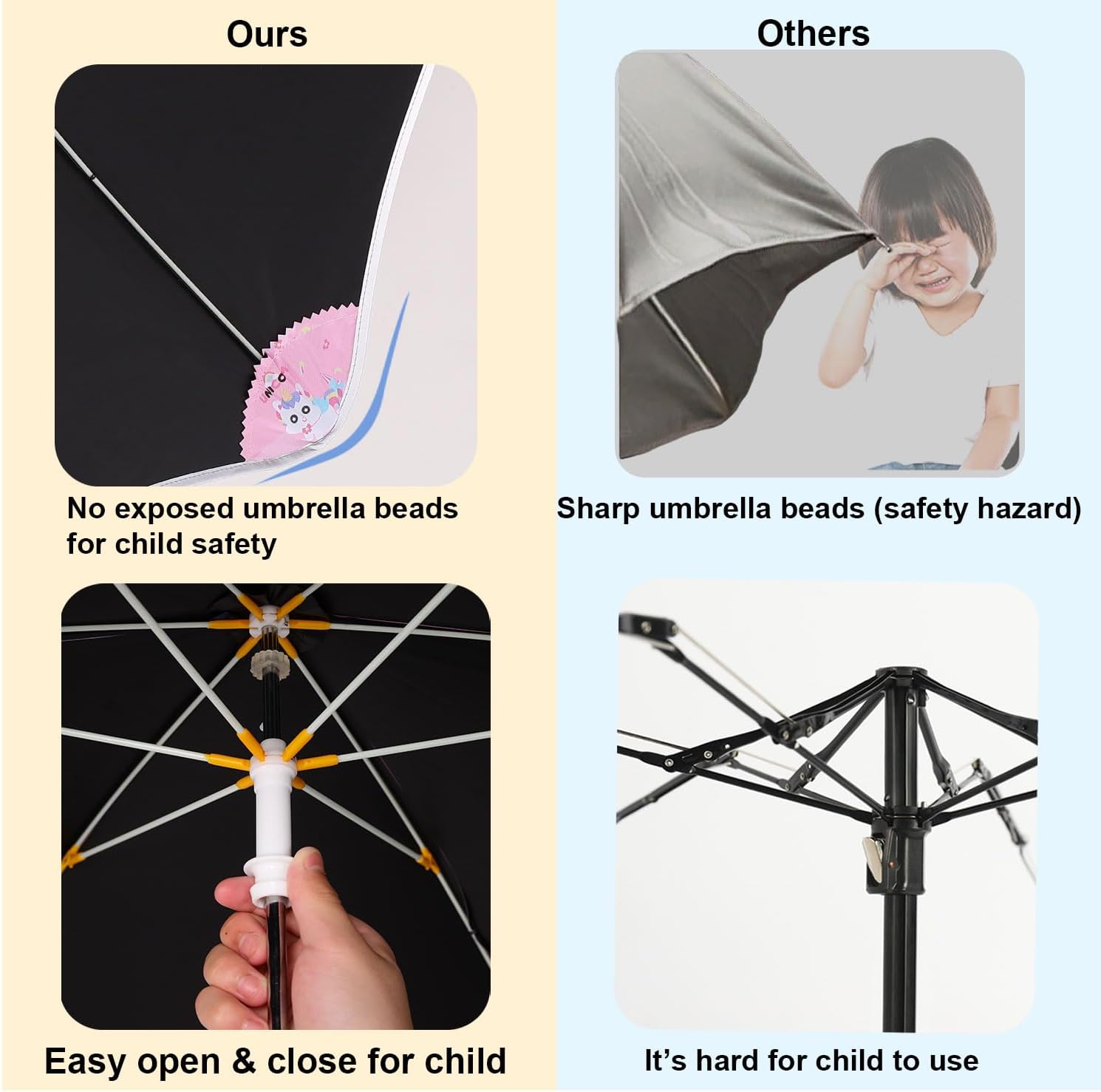 Kids UV and Rain Umbrella Sun Protection With Round Edges for Boys Girls Toddlers Easy Grp Curved